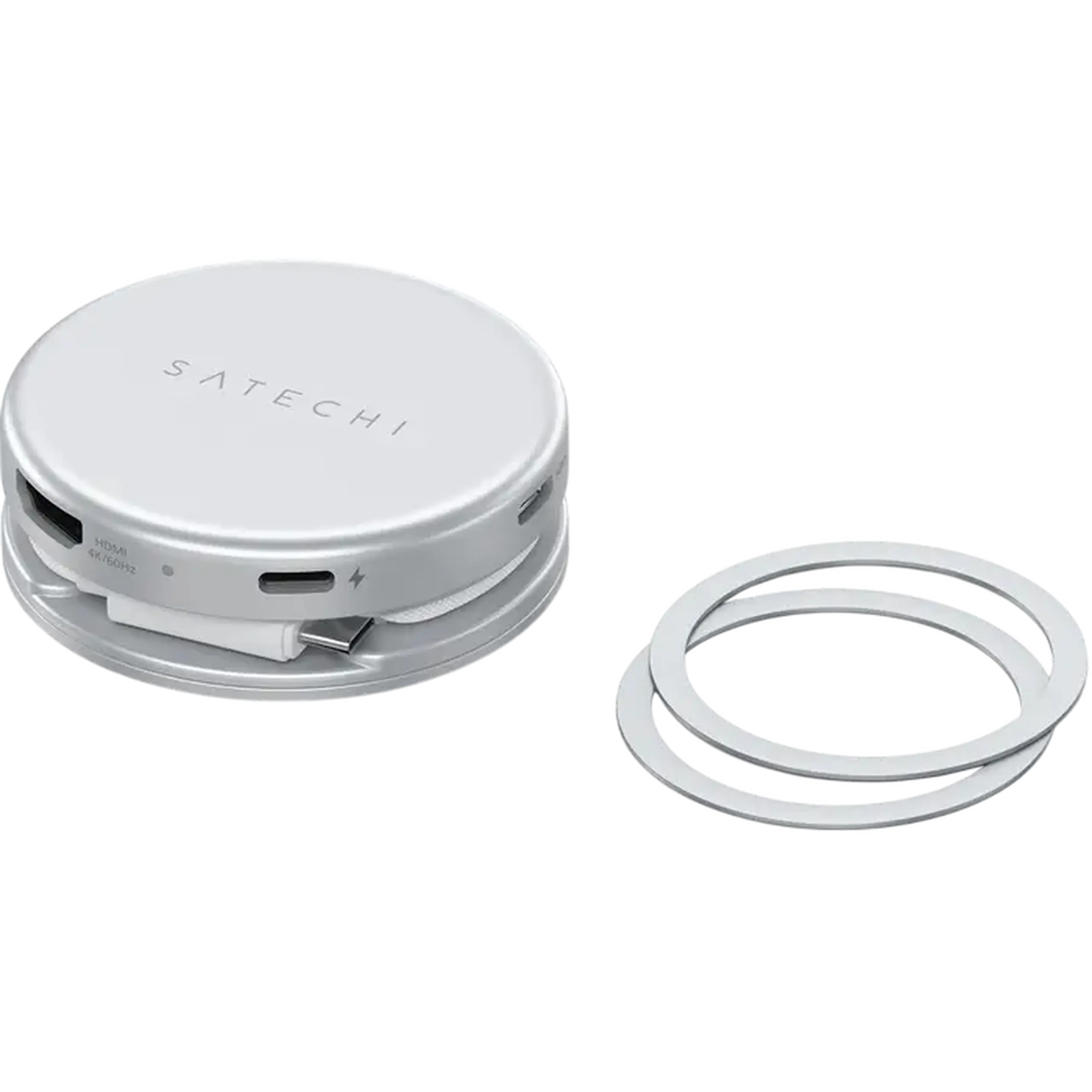 Satechi OntheGo™ 5-in-1 Multiport Silver, USB-C Host, USB-C PD60W, USB-C 3.2Gen1, USB-A 3.2Gen1, SD
