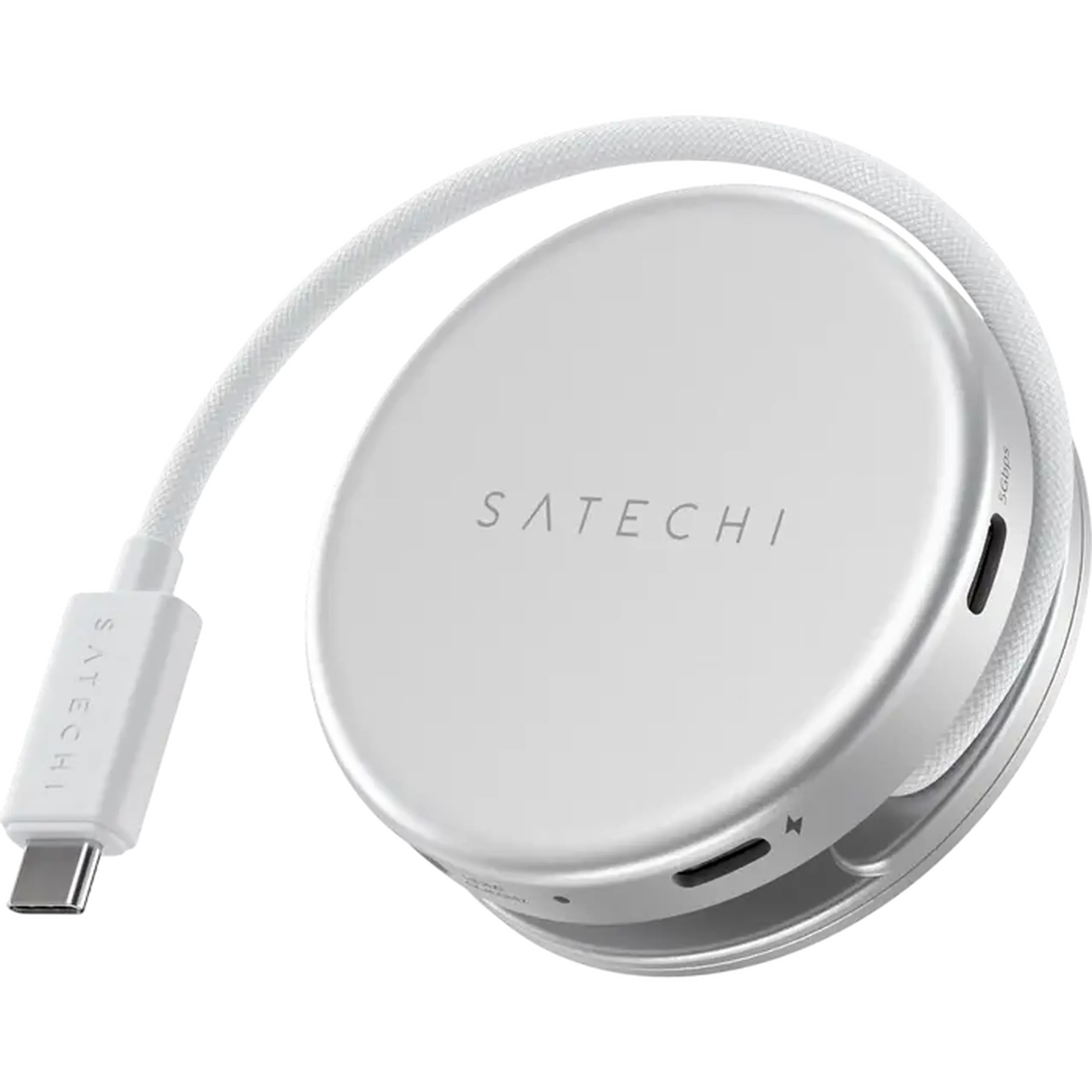 Satechi OntheGo™ 5-in-1 Multiport Silver, USB-C Host, USB-C PD60W, USB-C 3.2Gen1, USB-A 3.2Gen1, SD