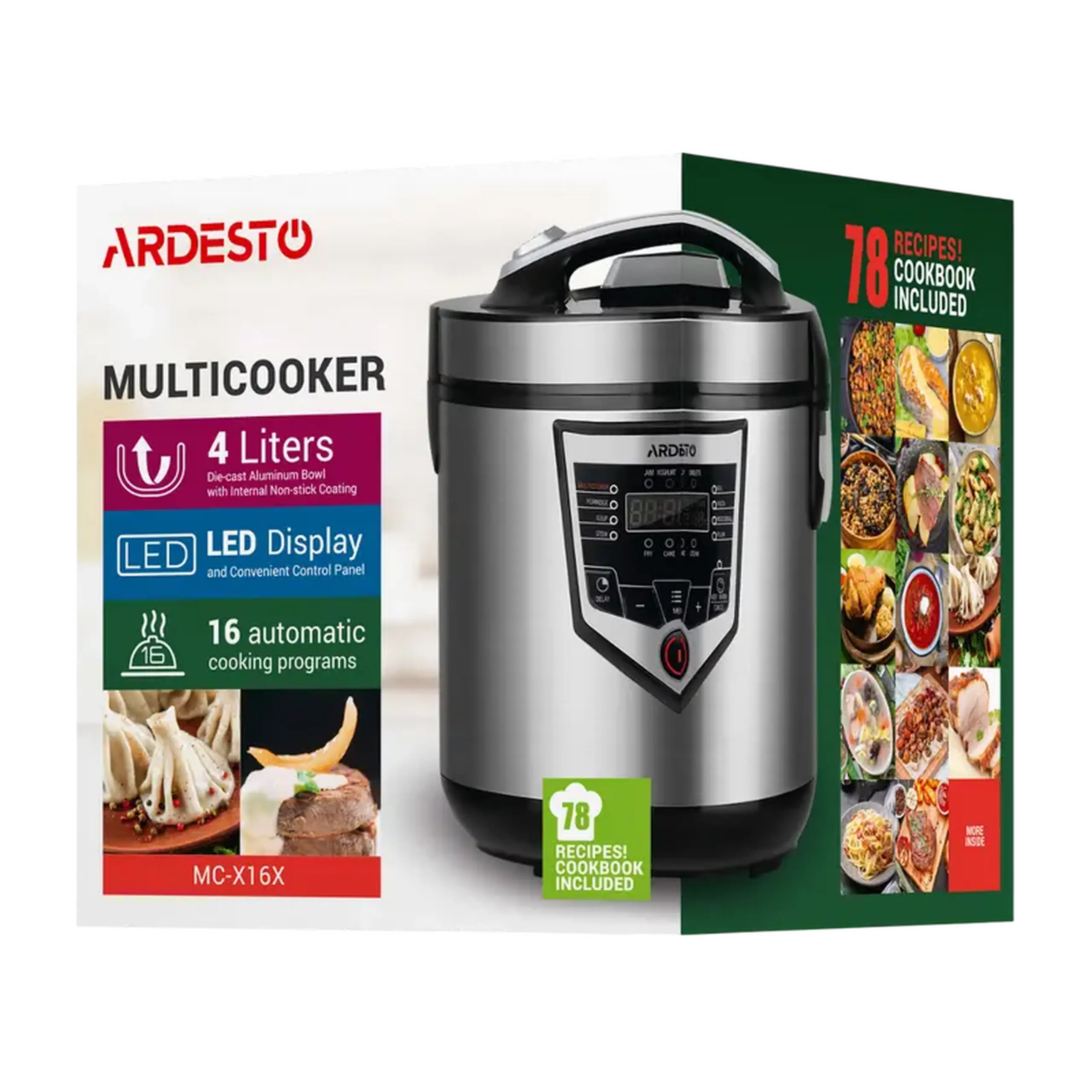 Aparat de gătit multifuncțional Ardesto MC-X16X, Oțel inoxidabil