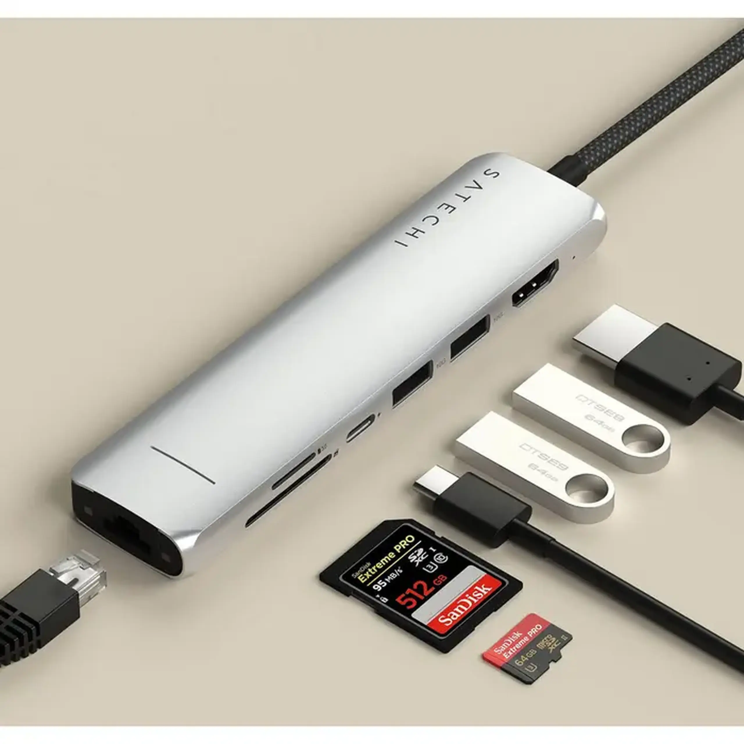 Stație Docking Satechi Slim USB-C, Gri