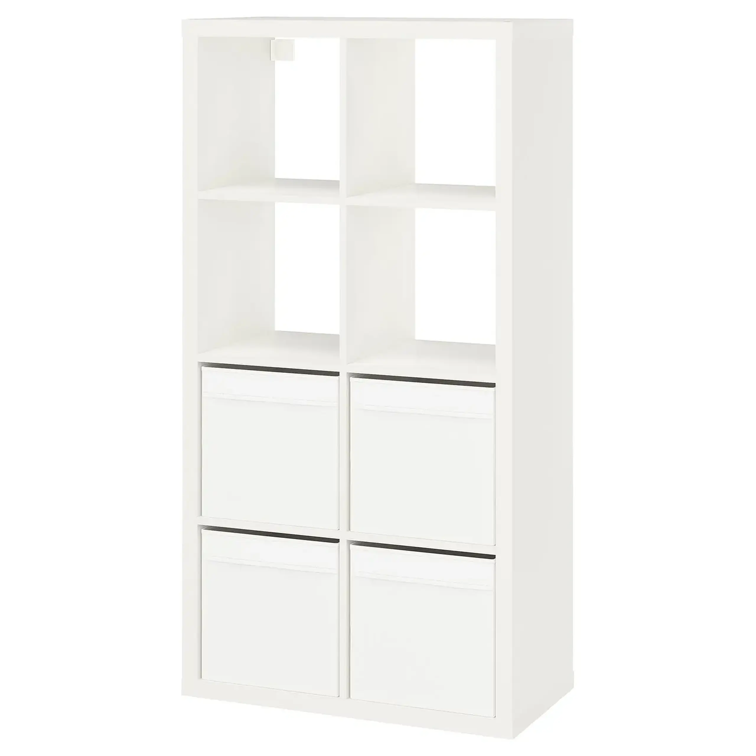 IKEA KALLAX Etajera, alb/Dröna alb, 77x39x147 cm