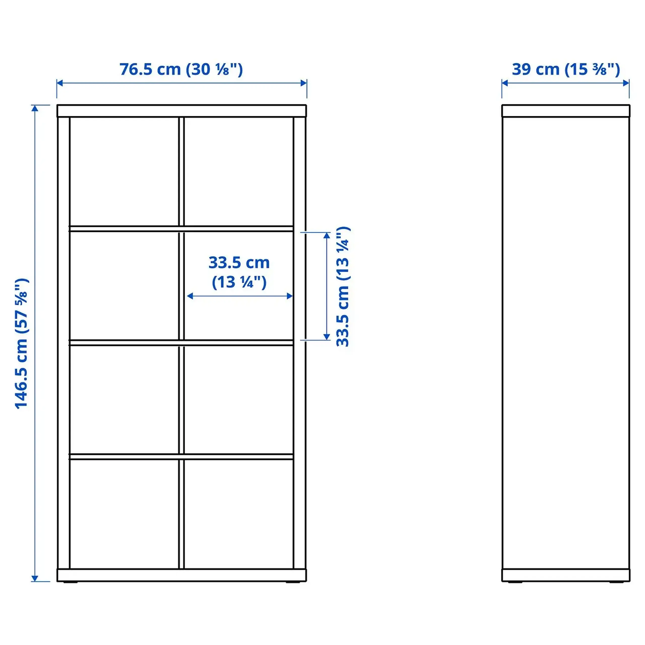 IKEA KALLAX Etajera, alb/Dröna alb, 77x39x147 cm