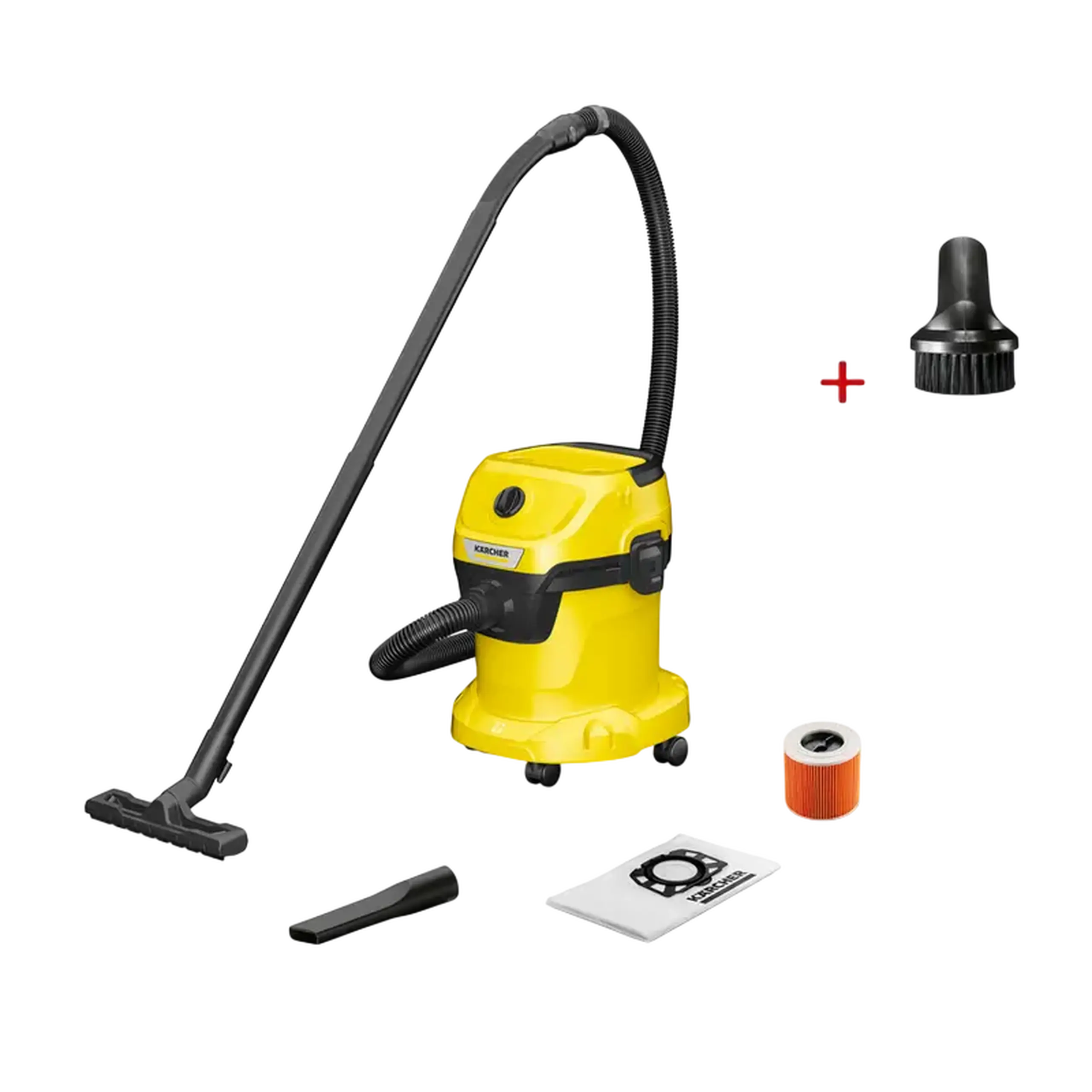 Aspirator Karcher WD 3 V-15/4/20 + Duza WD 1, Galben