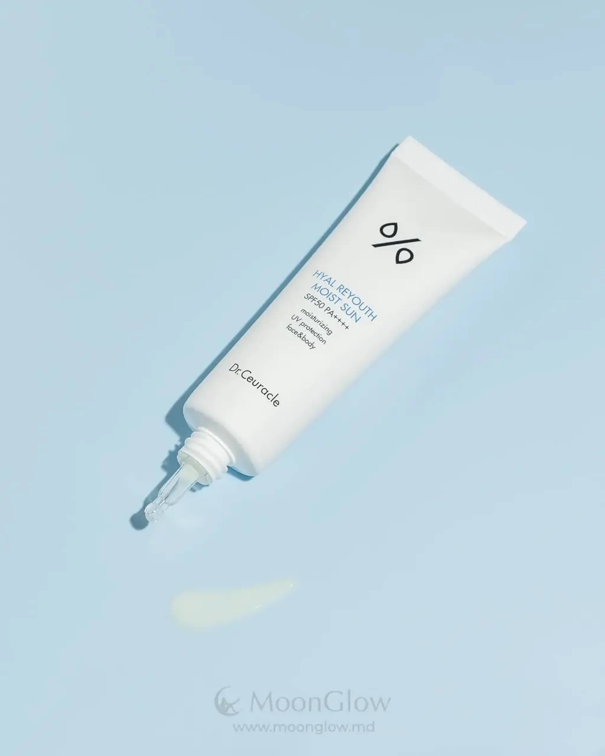 Cremă de protecție solară hidratantă cu filtre chimice de nouă generație foarte ușoară Dr. Ceuracle Hyal Reyouth Moist Sun SPF 50+/PA++++ 50ml