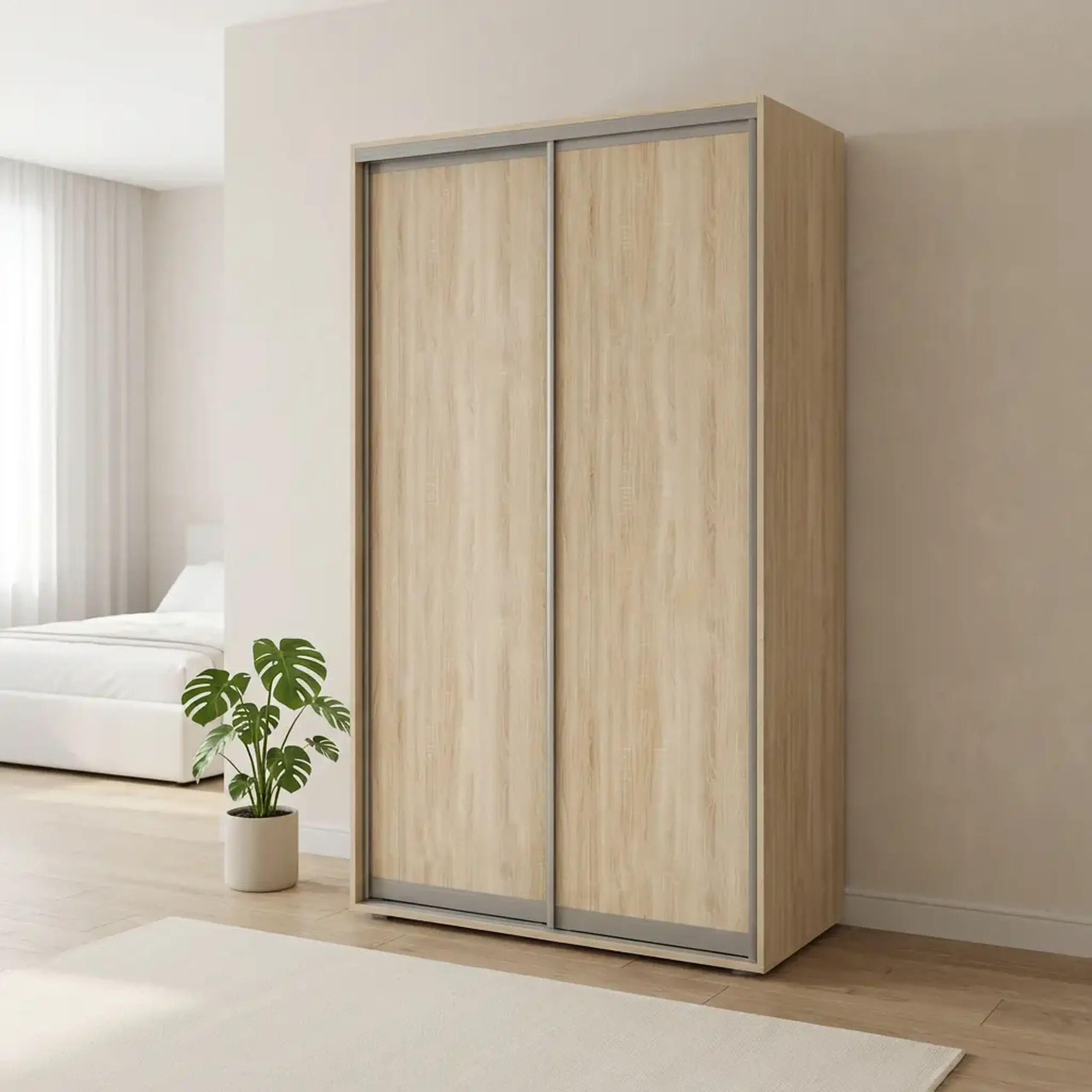 Dulap Cupe Fenix cu 2 usi, 2 PAL, Sonoma, 140x60x220 cm