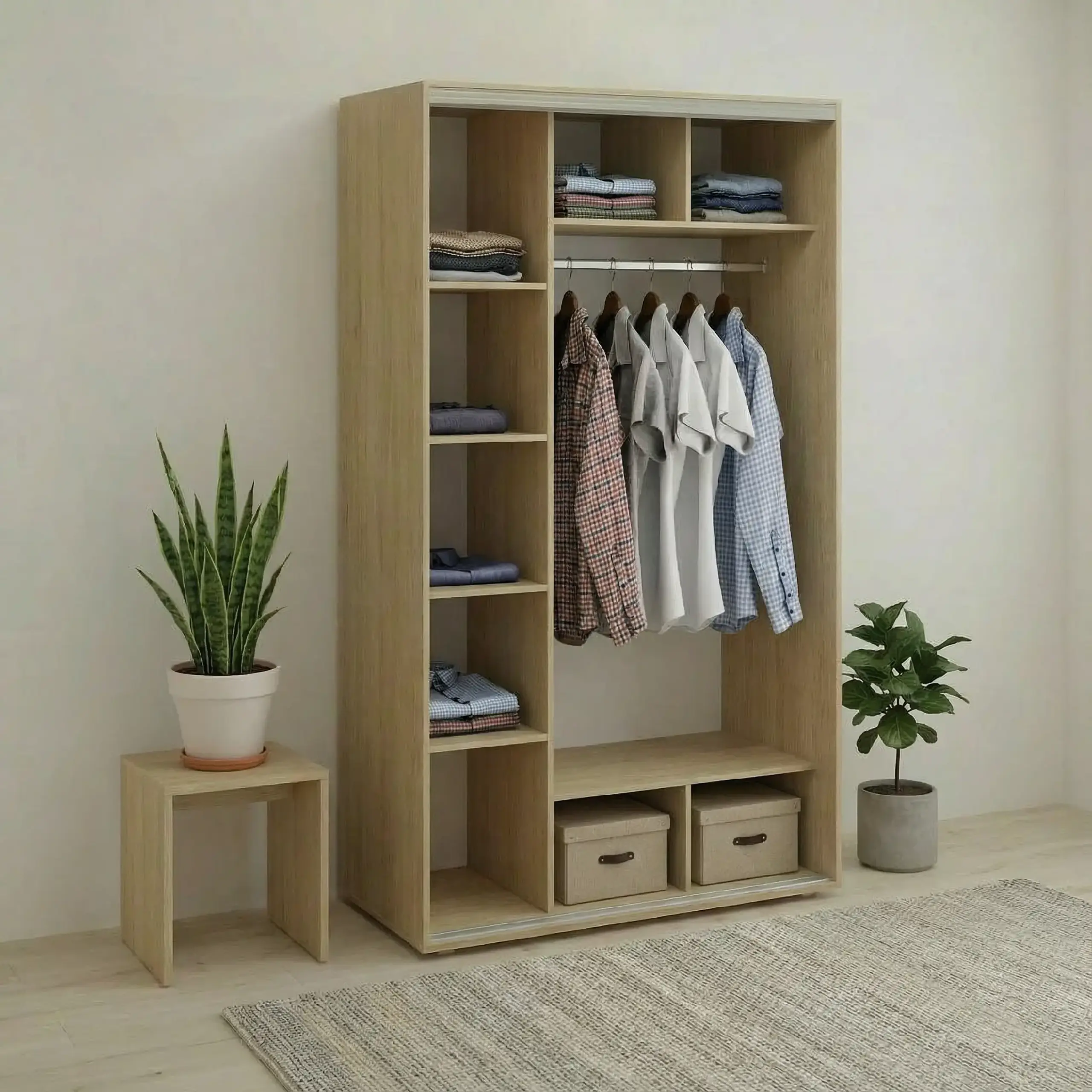 Dulap Cupe Fenix cu 2 usi, 2 PAL, Sonoma, 140x60x220 cm