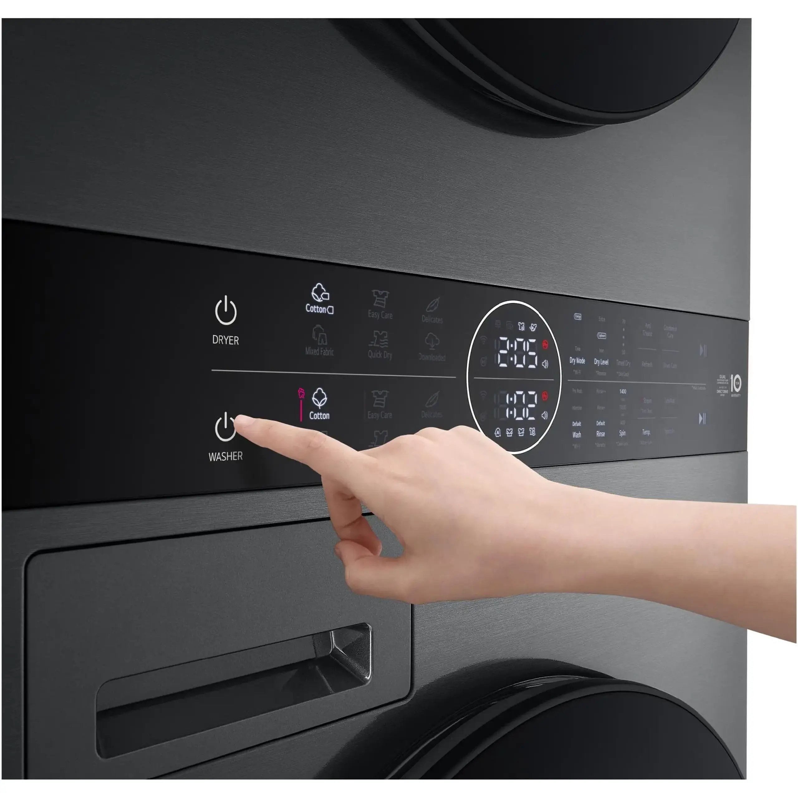 Masina de spalat rufe cu uscator LG WT1210BBF, Spalare 12 kg, Uscare 10 kg, 1400 RPM, Steam, TurboWash 360, Clasa A/A+++, Negru/Negru