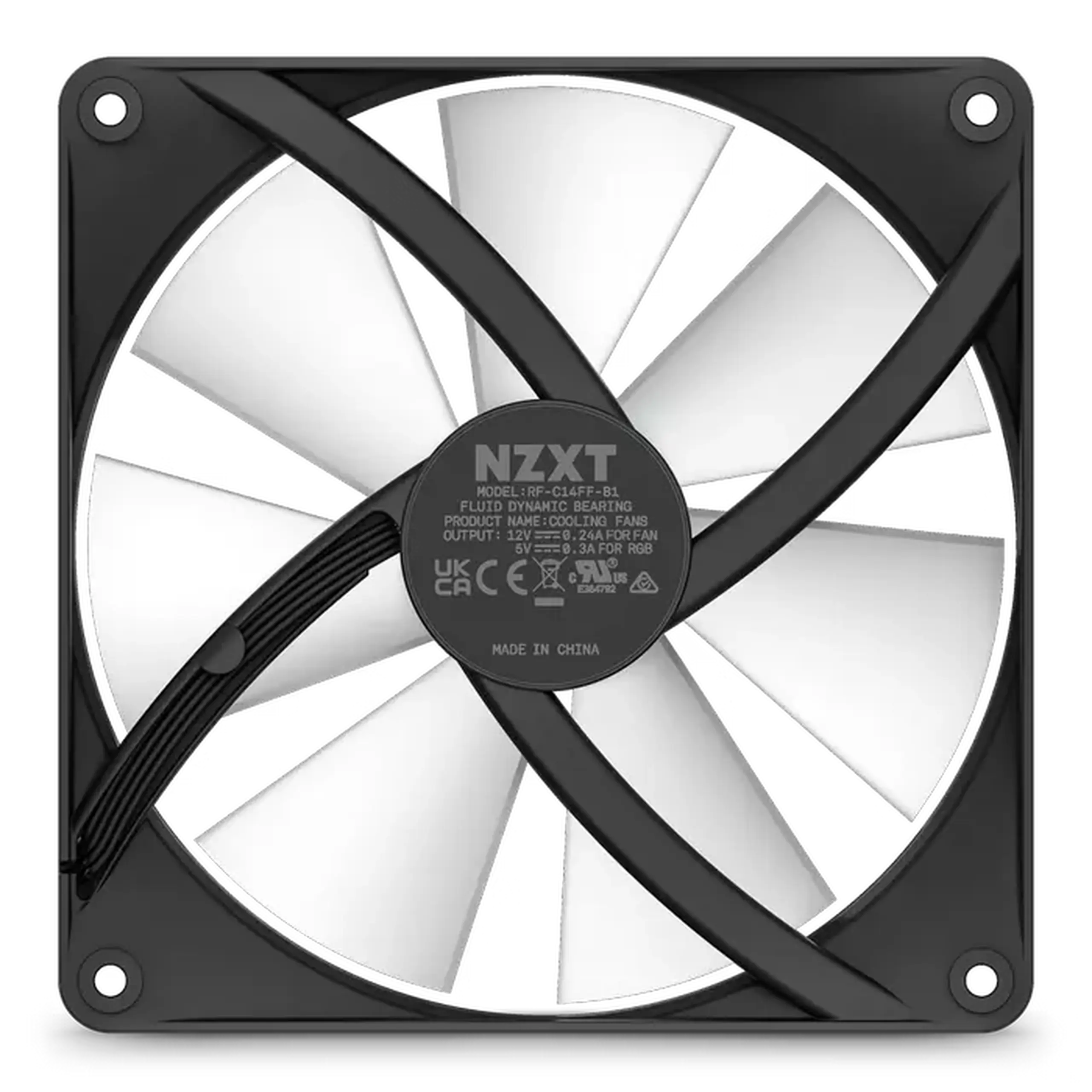 Ventilator carcasa PC NZXT F140 RGB Core, 140x140x26mm, <34.48dB, 90.79CFM, 500 - 1500RPM, FDB, 4 pini, PWM, RGB