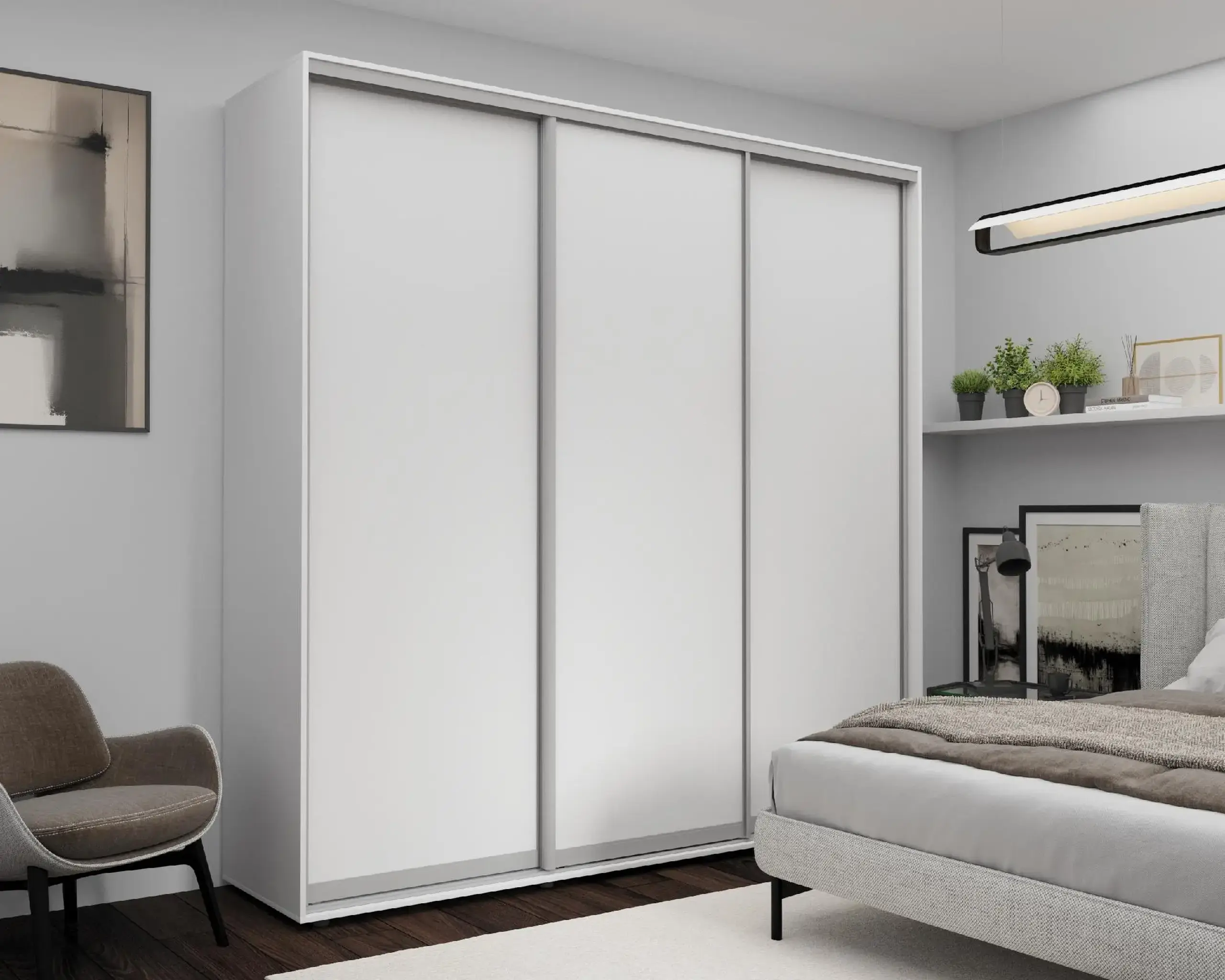 Dulap cu usi glisante Nex Home, PAL, Alb 240x60x240 cm