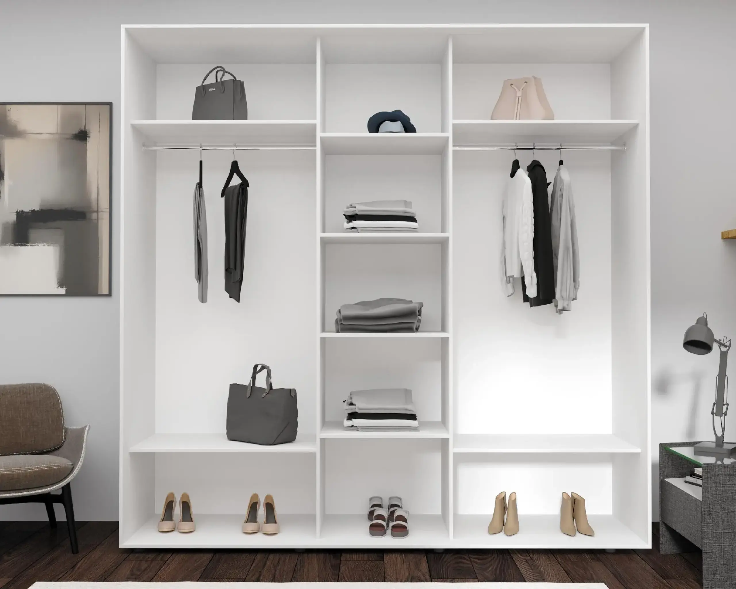 Dulap cu usi glisante Nex Home, PAL, Alb 240x60x240 cm
