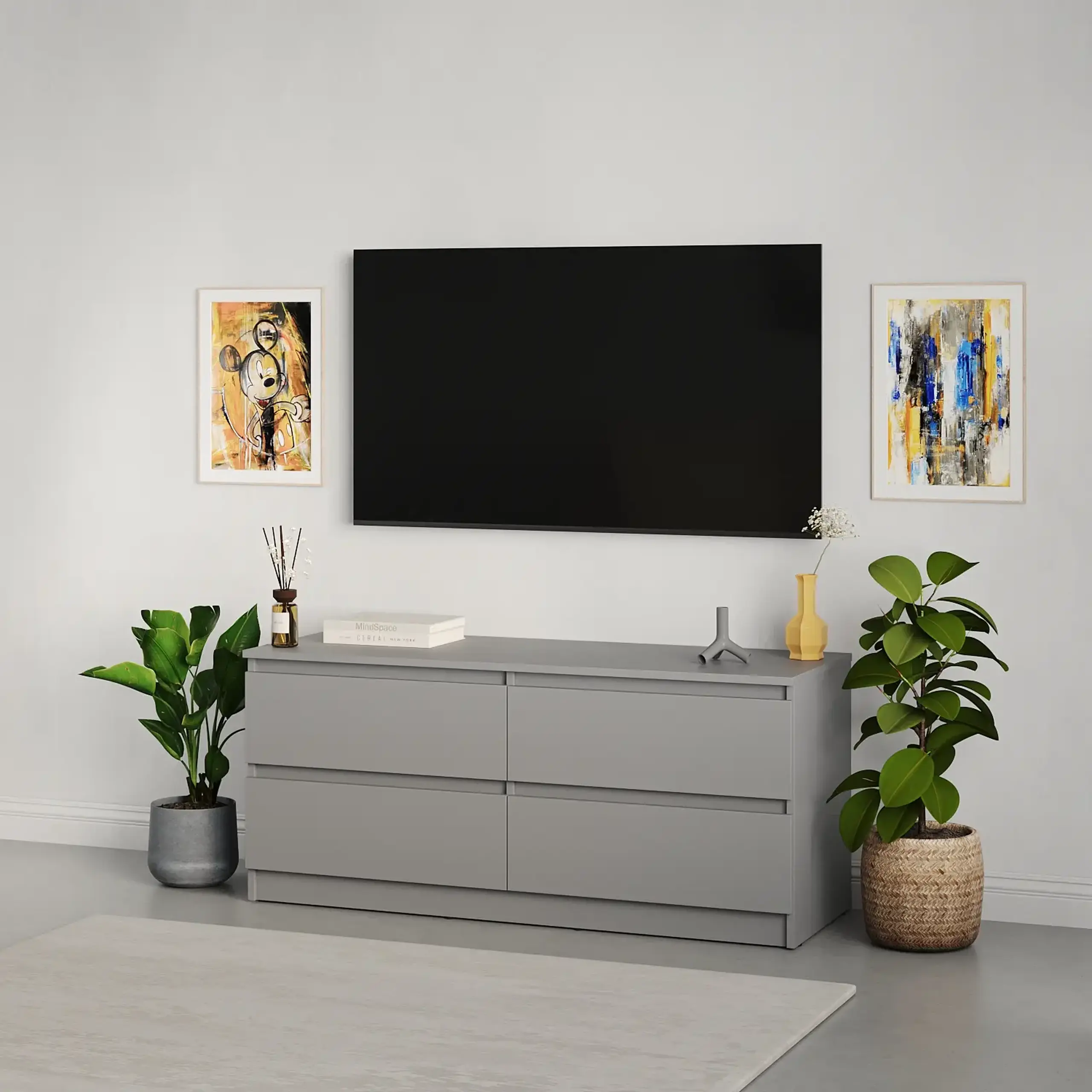 Comodă TV Neo 4S 120x43x53 cm, Gri