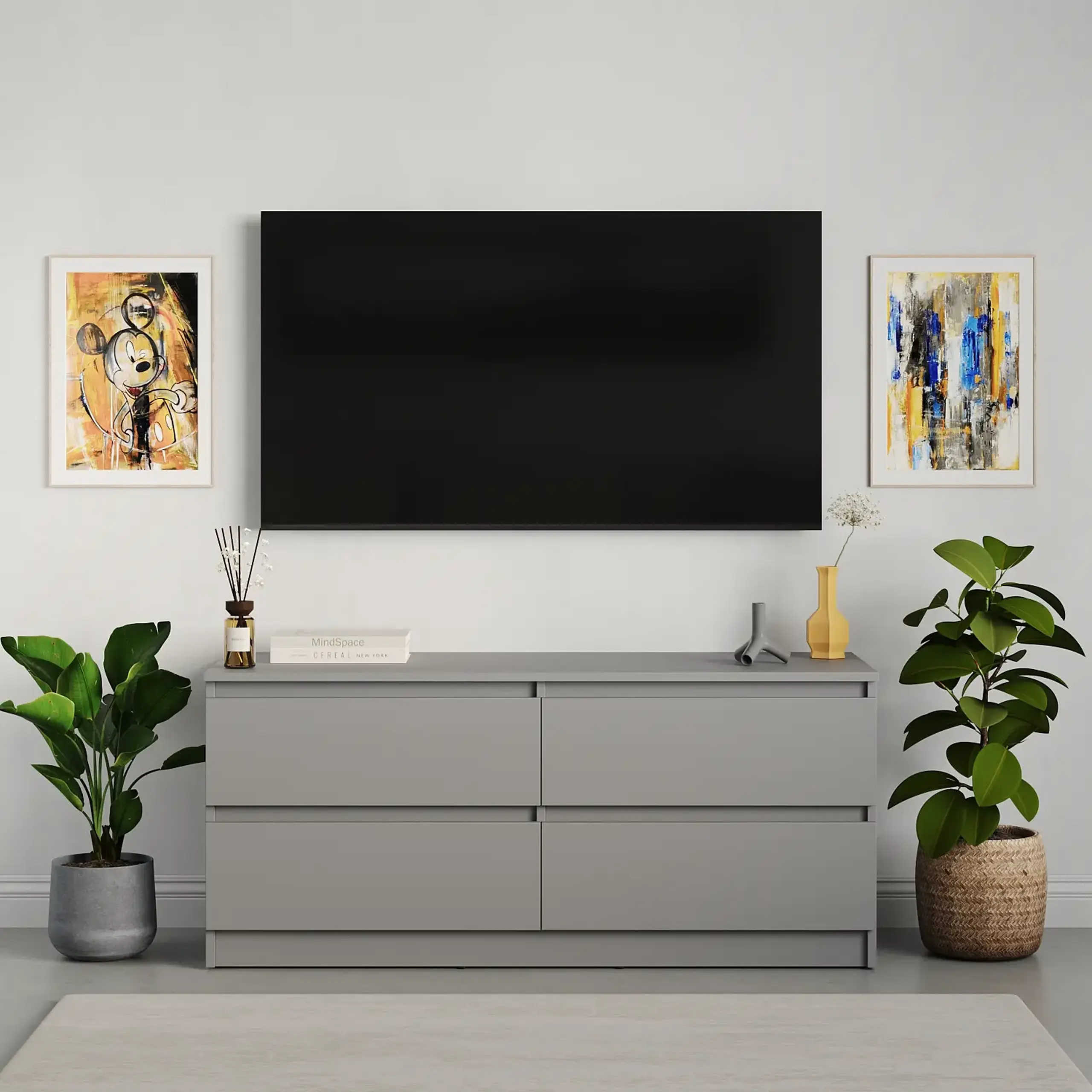 Comodă TV Neo 4S 120x43x53 cm, Gri