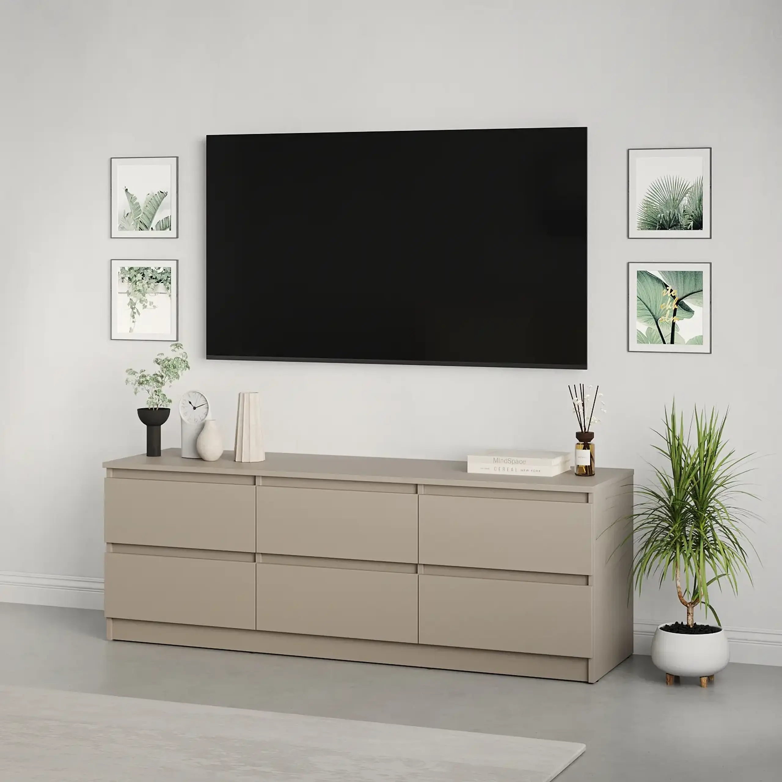 Comodă TV Neo 6S 150x43x53 cm, Bej