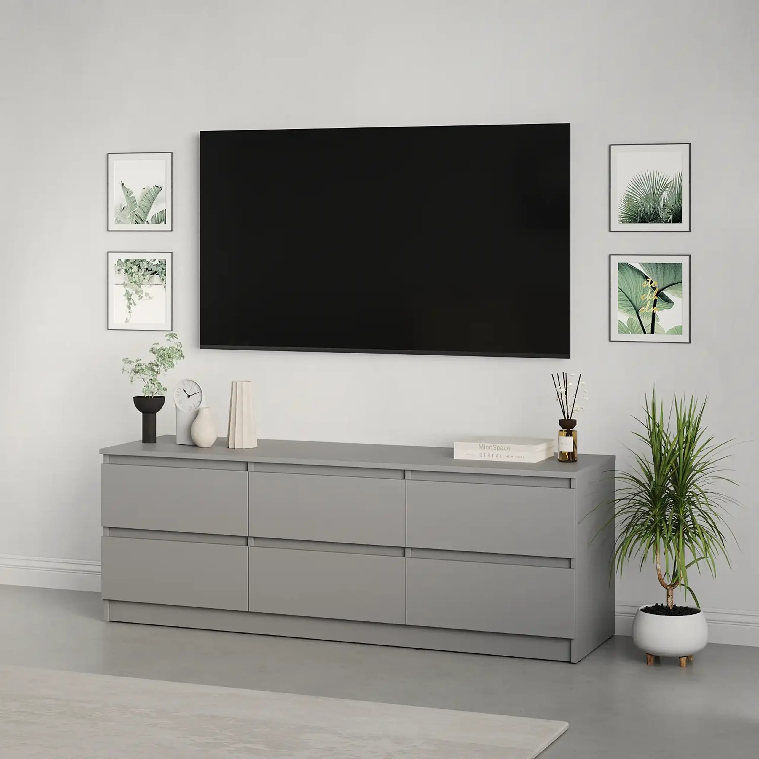 Comodă TV Neo 6S 150x43x53 cm, Gri