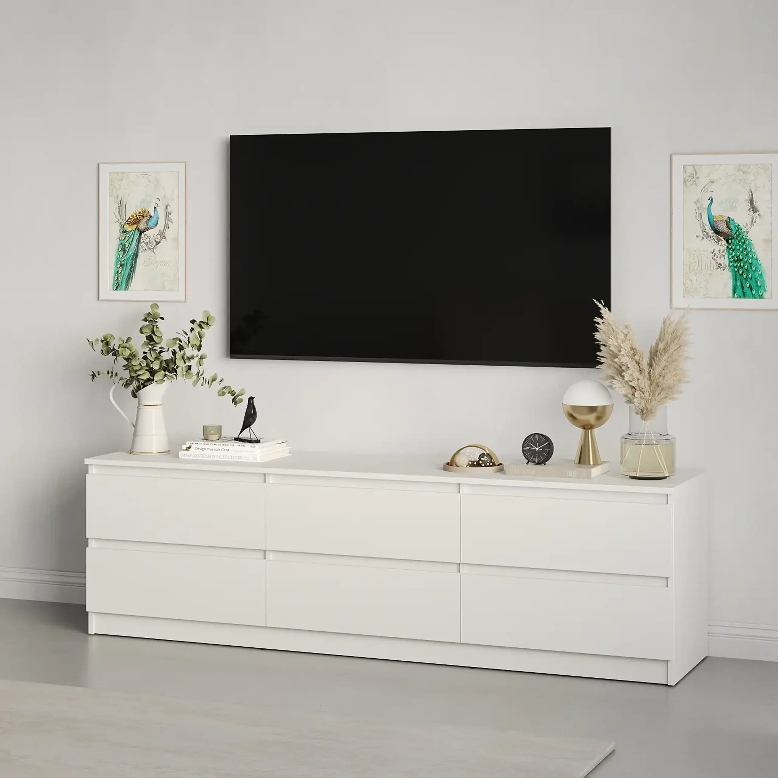 Comodă TV Neo 6S 180x43x53 cm, Alb