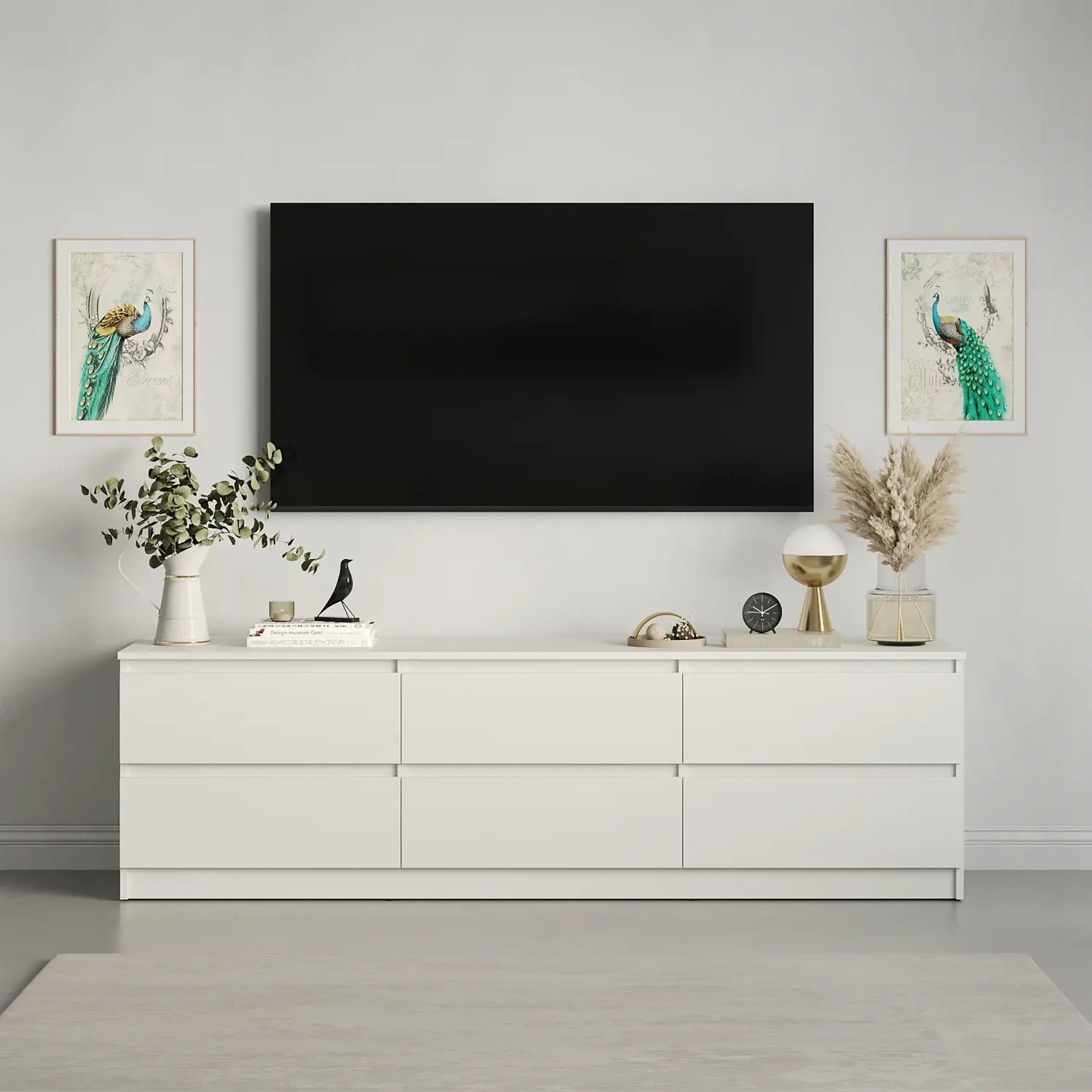 Comodă TV Neo 6S 180x43x53 cm, Alb