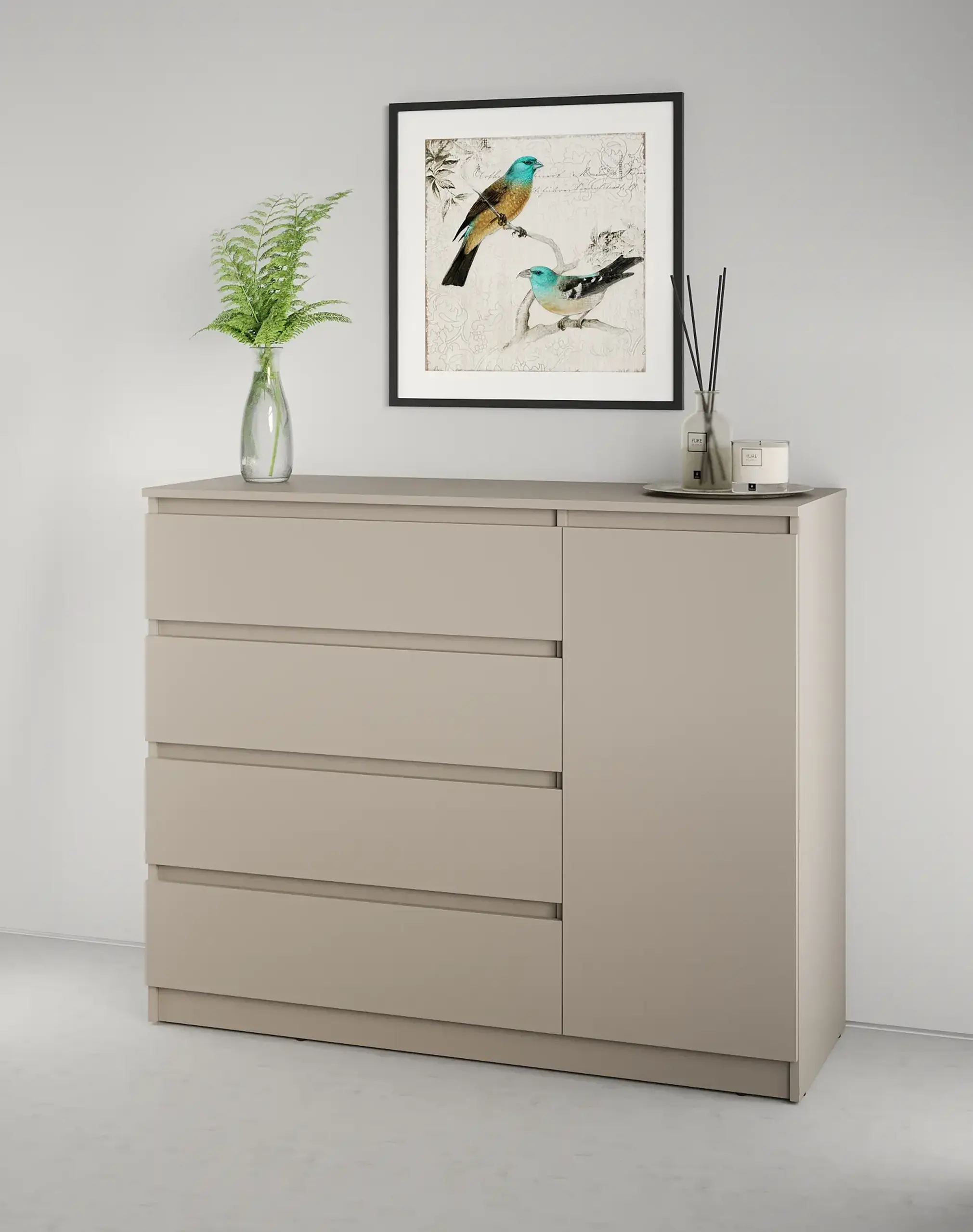 Comodă Neo 1D4S 120x43x98 cm, Bej