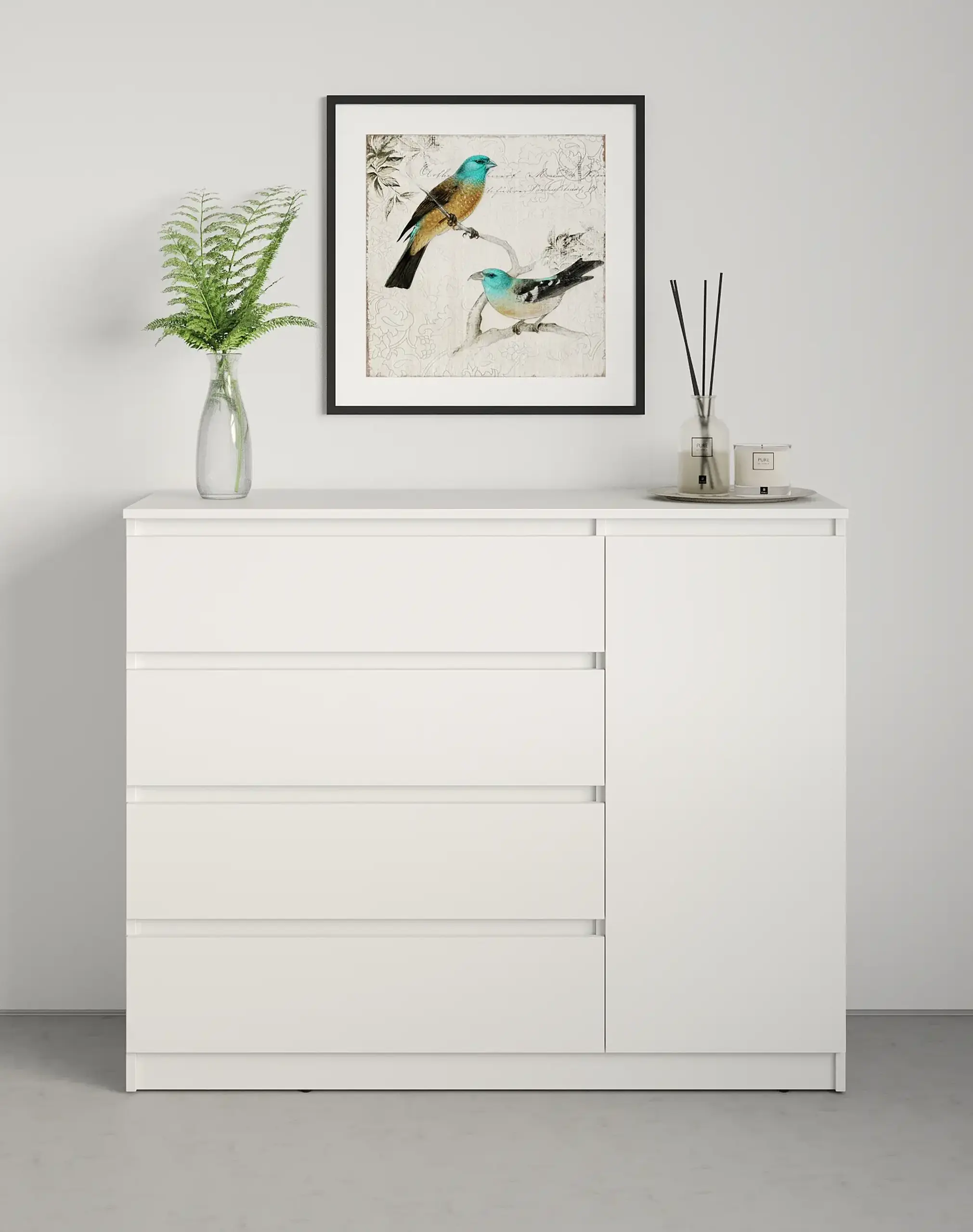 Comodă Neo 1D4S 120x43x98 cm, Alb