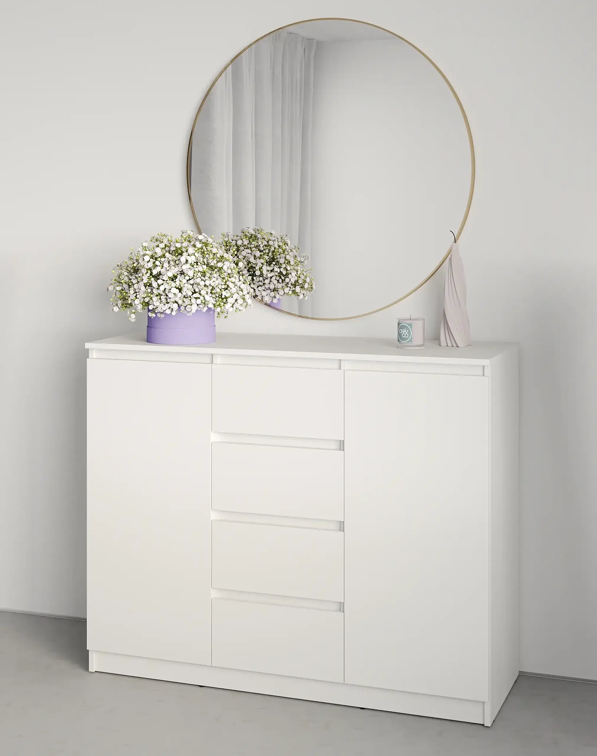 Comodă Neo 2D4S 120x43x98 cm, Alb