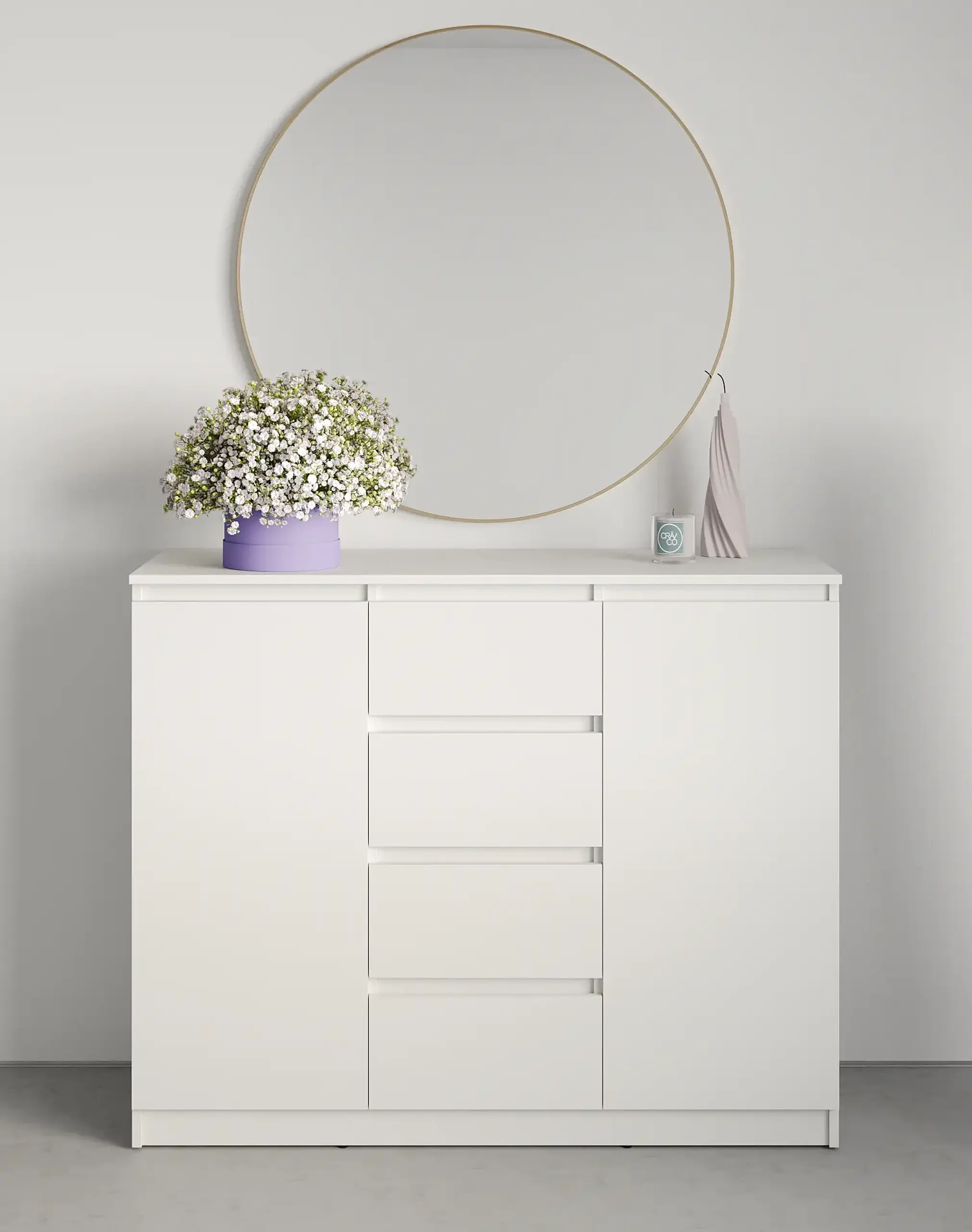 Comodă Neo 2D4S 120x43x98 cm, Alb