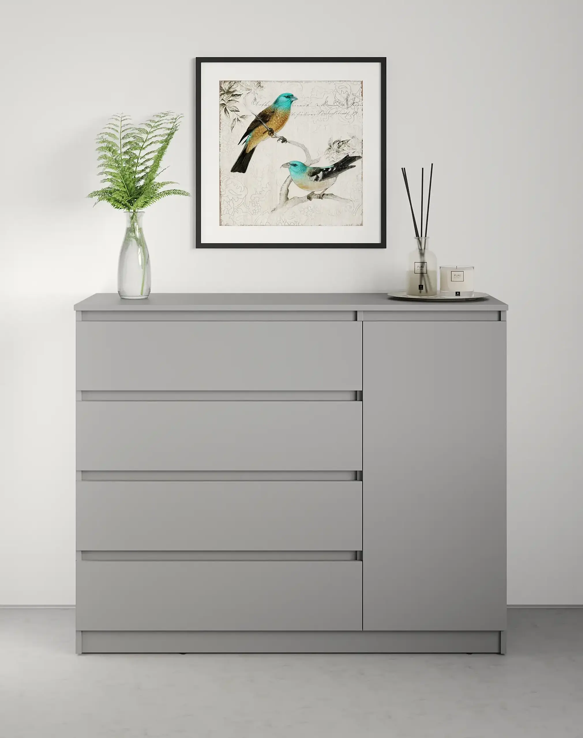 Comodă Neo 1D4S 120x43x98 cm, Gri