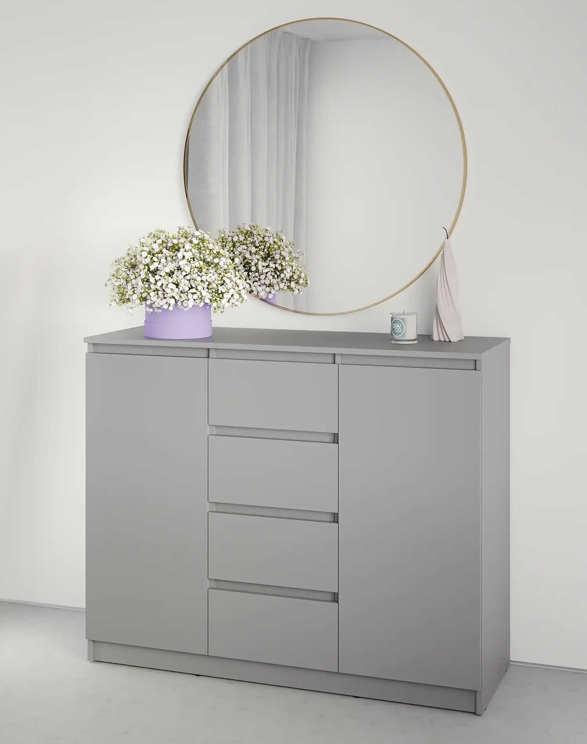 Comodă Neo 2D4S 120x43x98 cm, Gri
