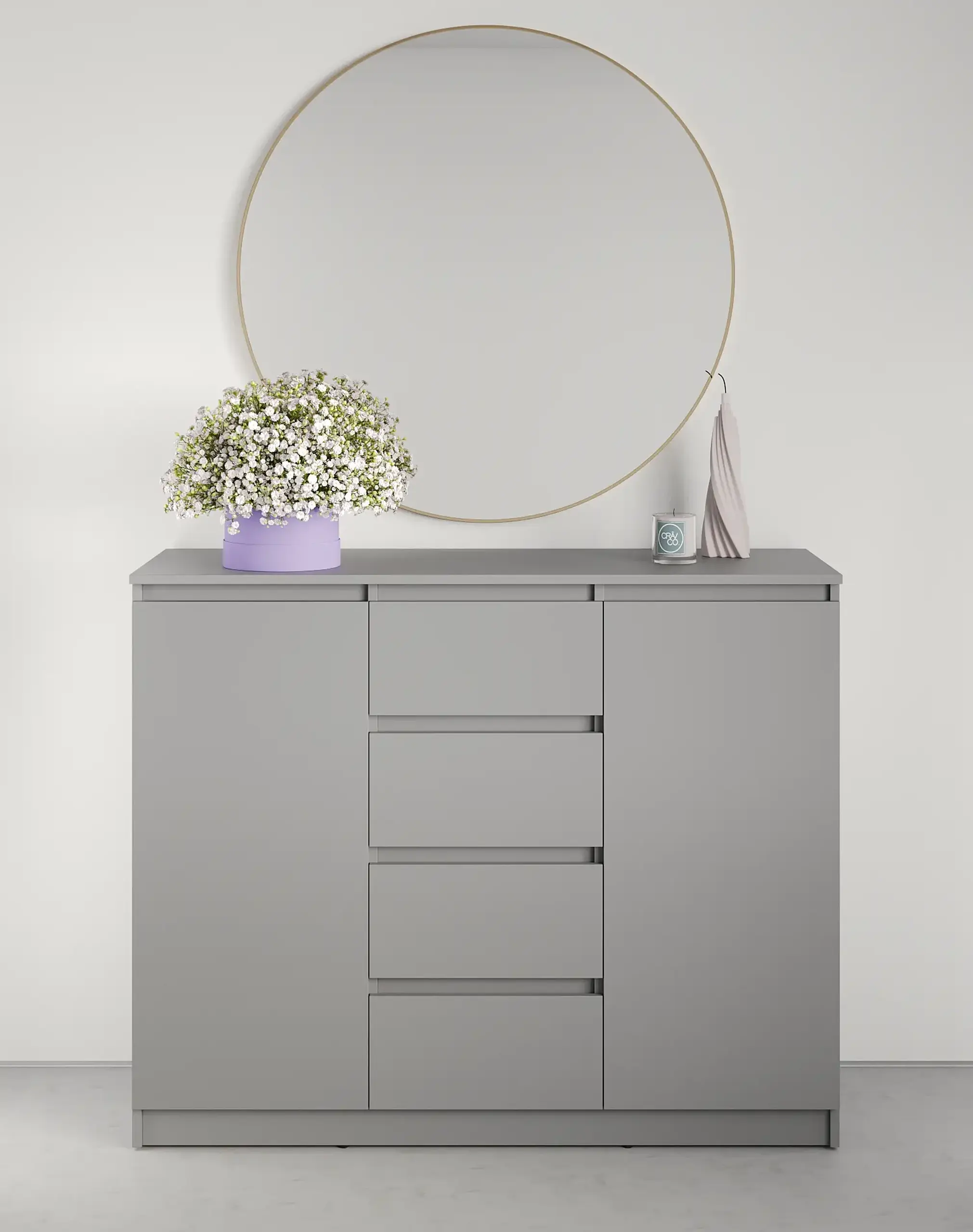 Comodă Neo 2D4S 120x43x98 cm, Gri