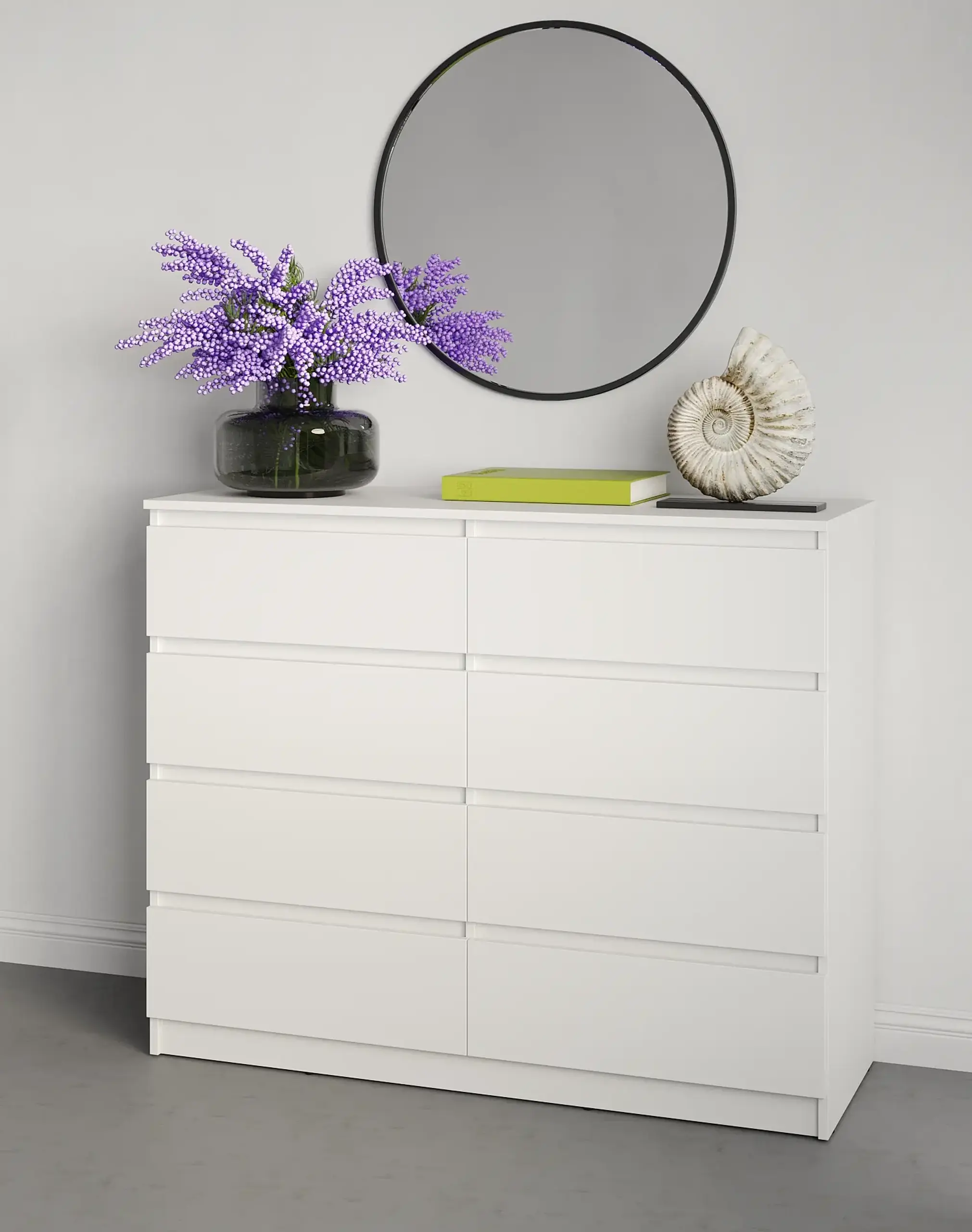Comodă Neo 8S 120x43x98 cm, Alb