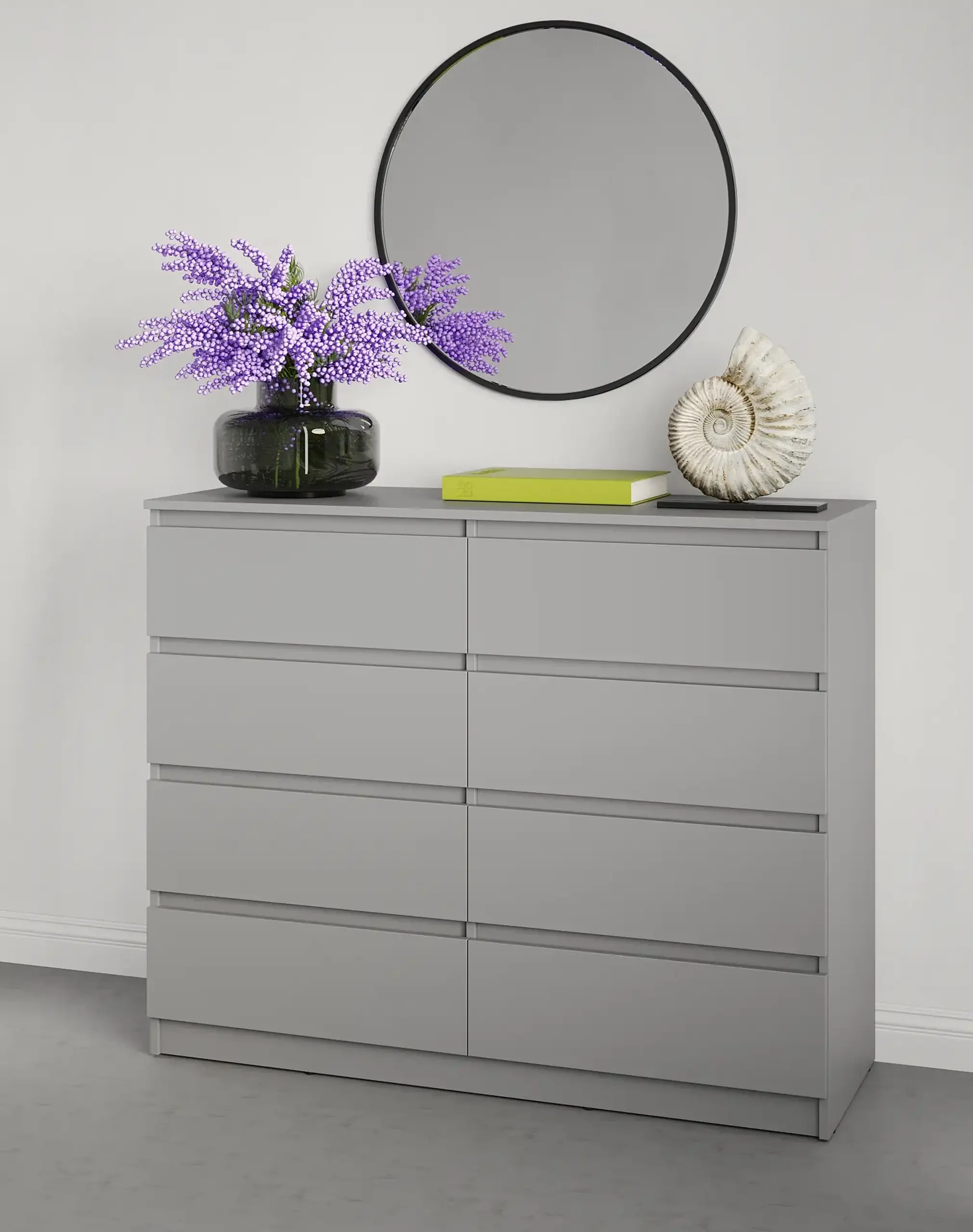 Comodă Neo 8S 120x43x98 cm, Gri
