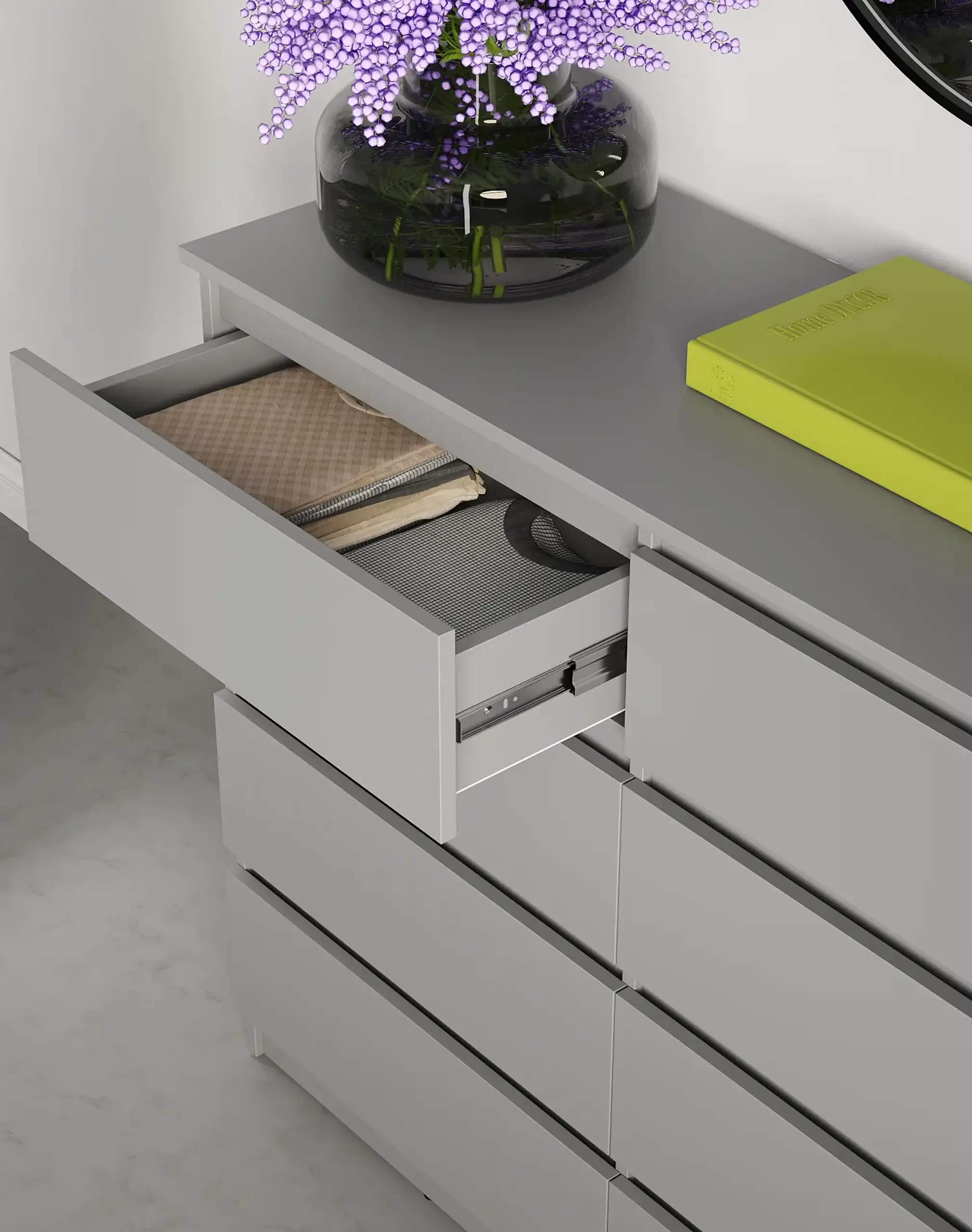 Comodă Neo 8S 120x43x98 cm, Gri