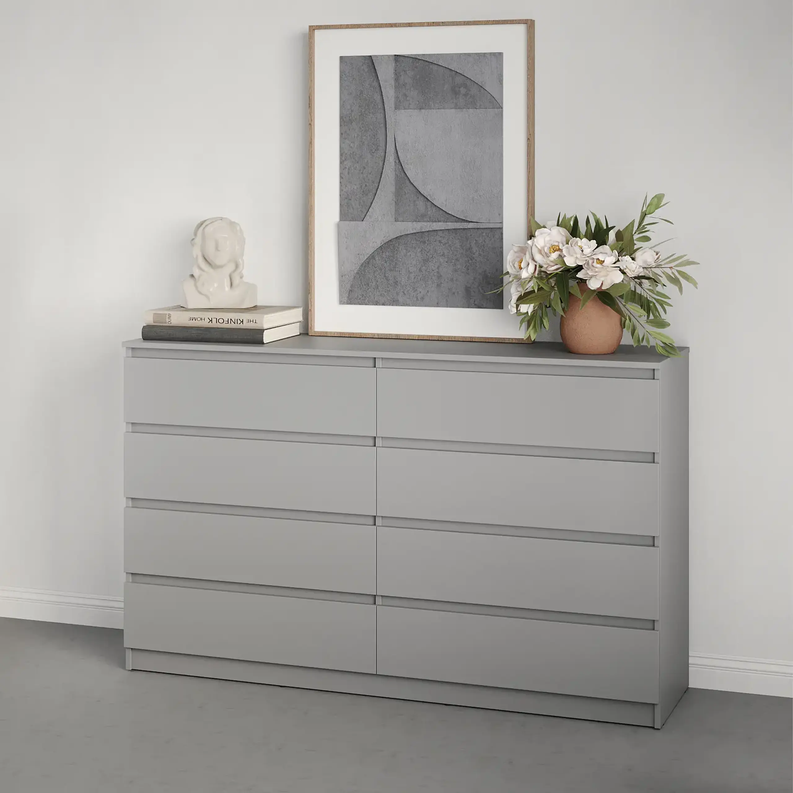 Comodă Neo 8S 160x43x98 cm, Gri