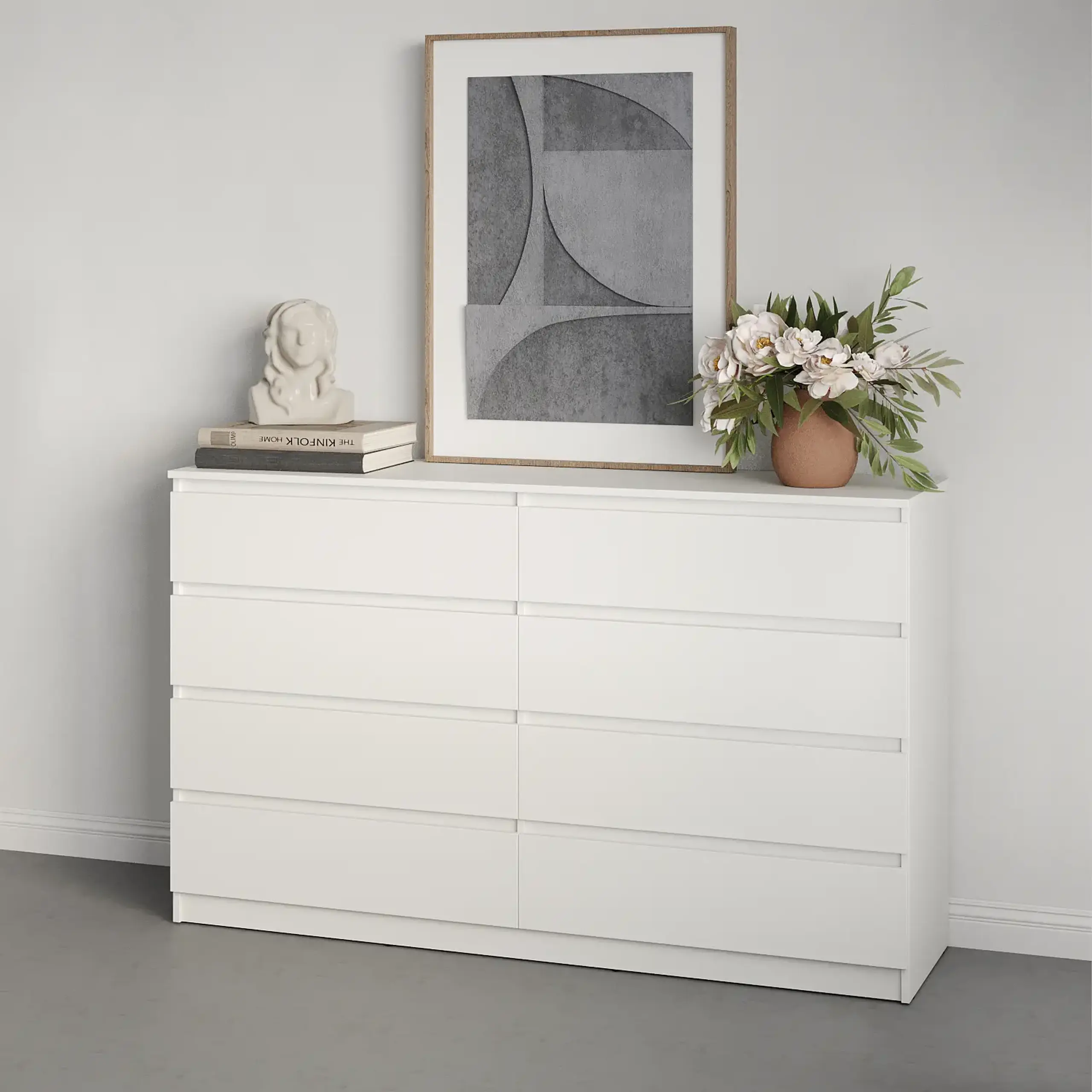 Comodă Neo 8S 160x43x98 cm, Alb