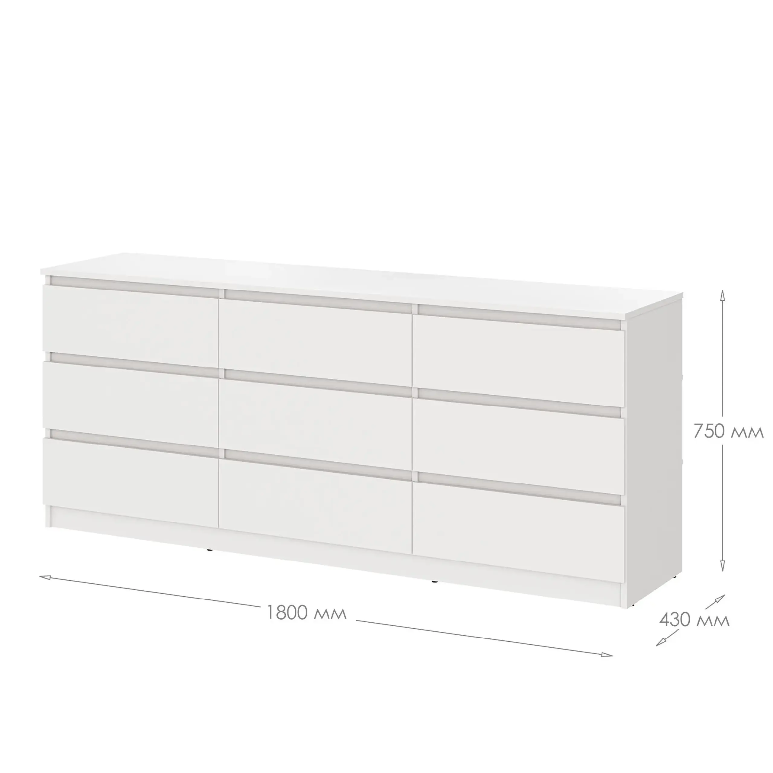 Comodă Neo 9S 180x43x75,5 cm, Alb