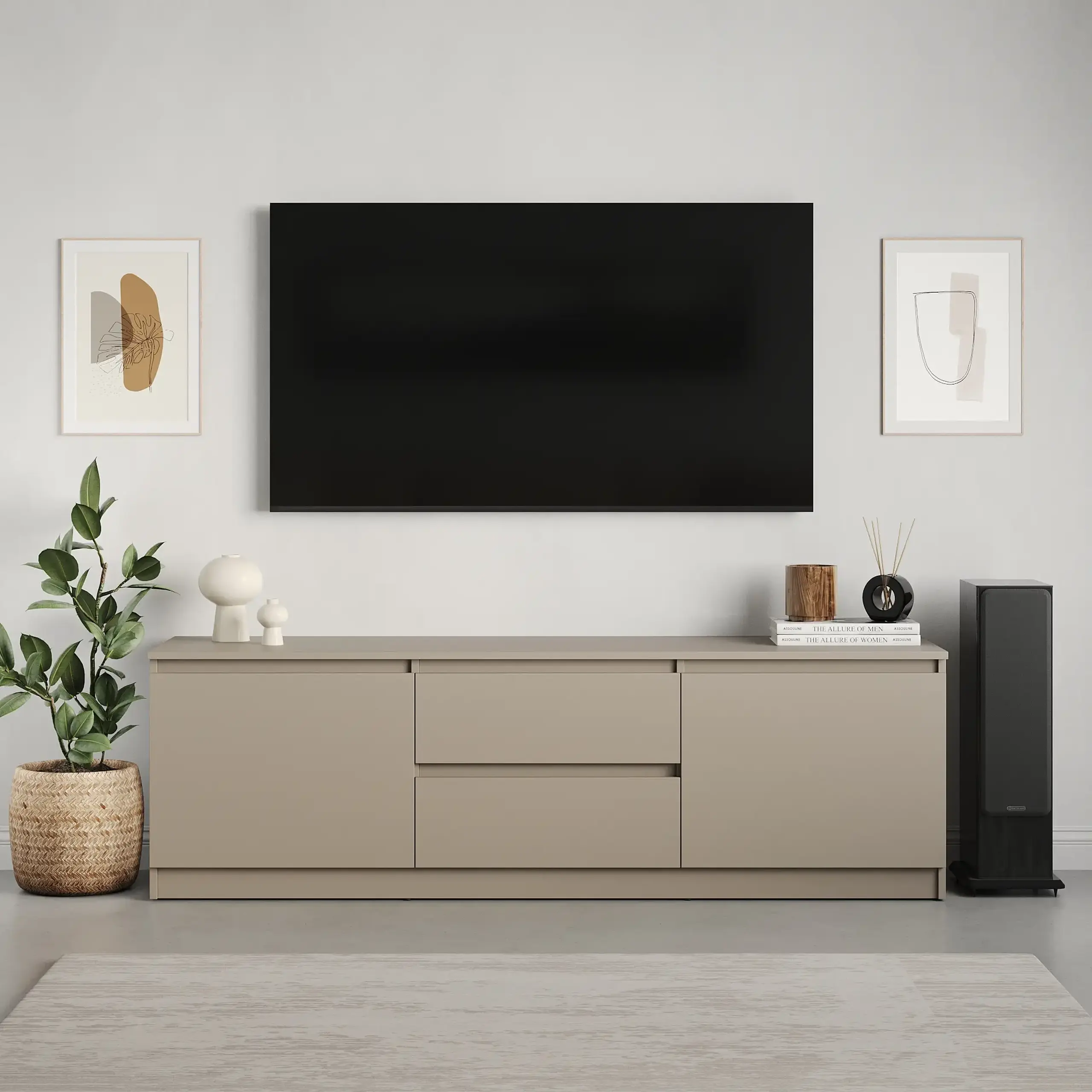 Comodă TV Neo 2D2S 150x43x53 cm, Bej