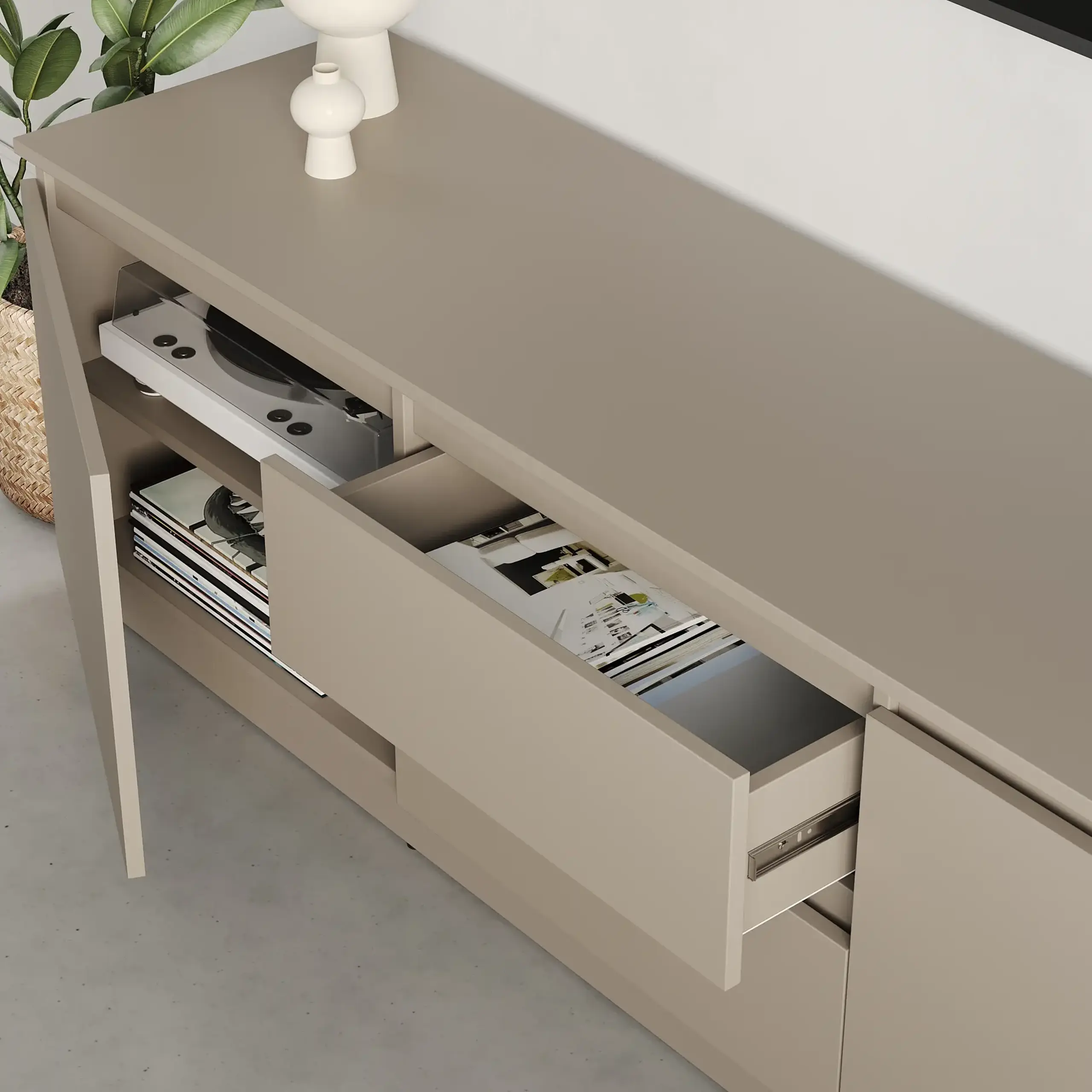 Comodă TV Neo 2D2S 150x43x53 cm, Bej