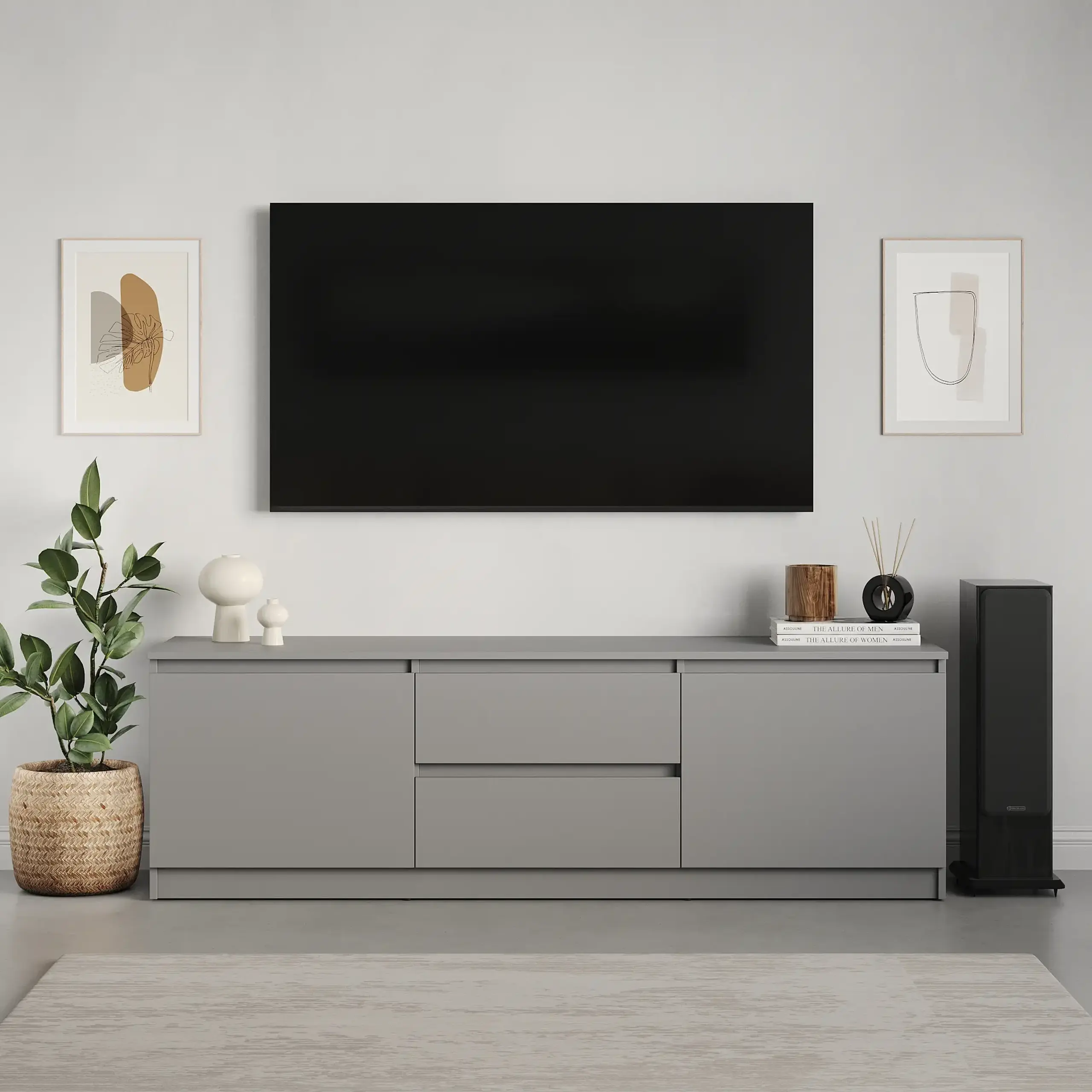 Comodă TV Neo 2D2S 150x43x53 cm, Gri