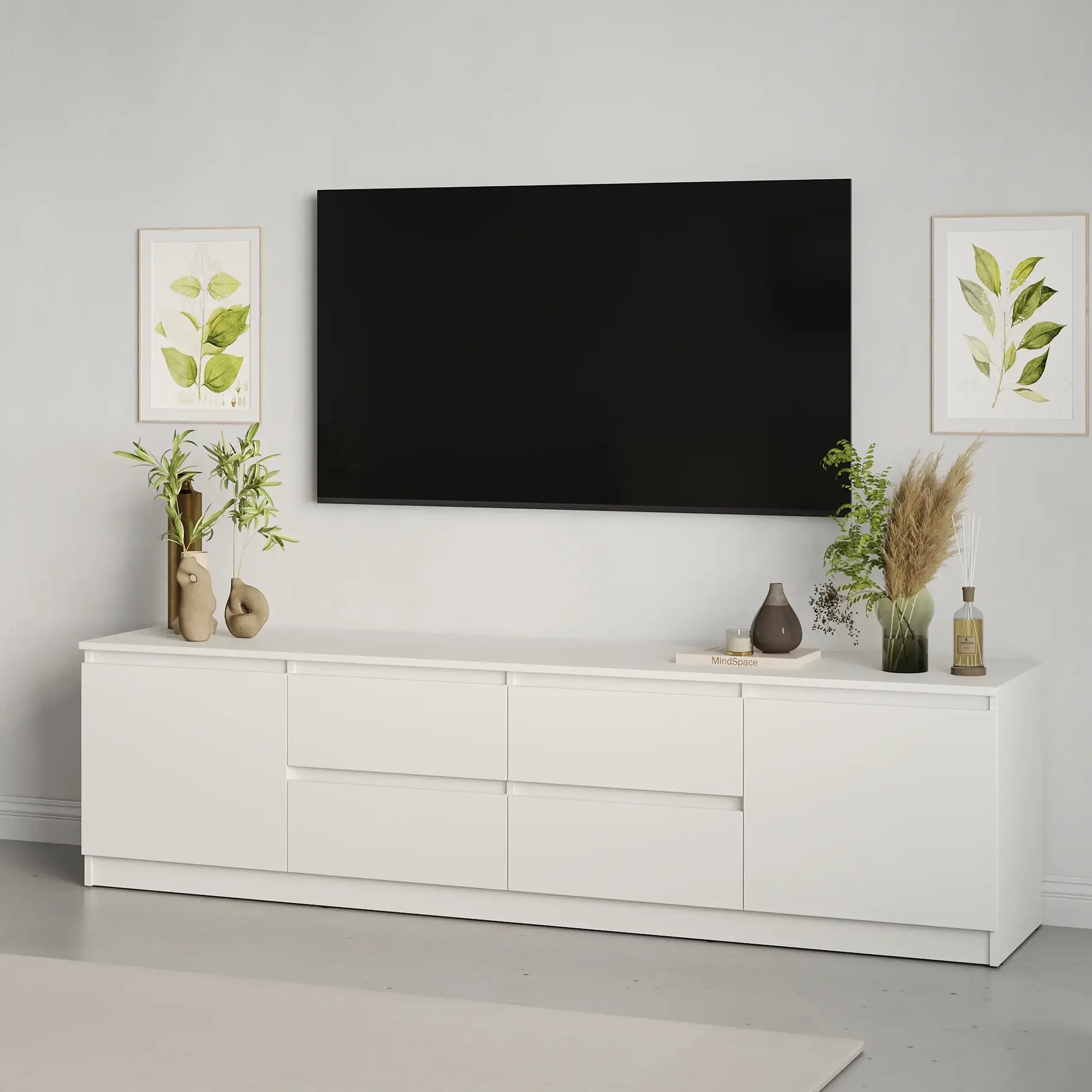 Comodă TV Neo 2D4S 200x43x53 cm, Alb