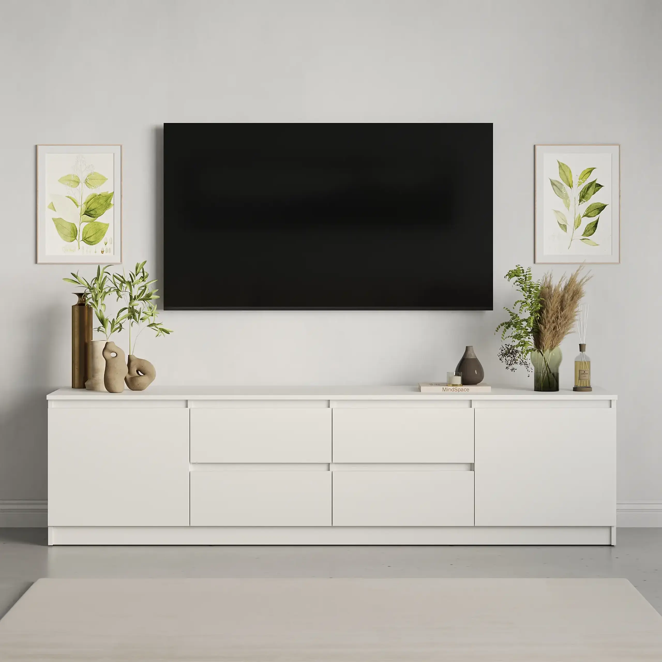 Comodă TV Neo 2D4S 200x43x53 cm, Alb