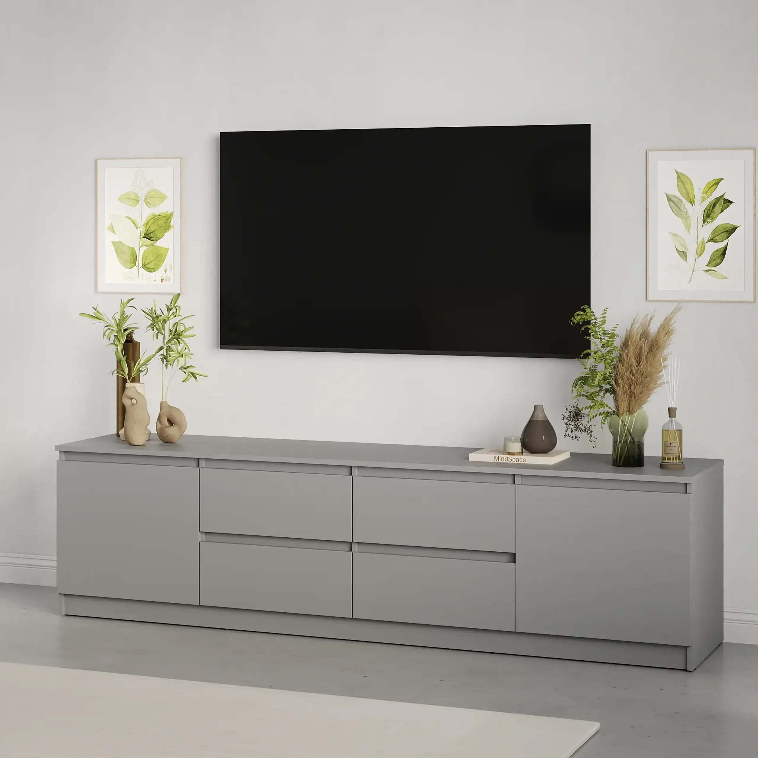 Comodă TV Neo 2D4S 200x43x53 cm, Gri