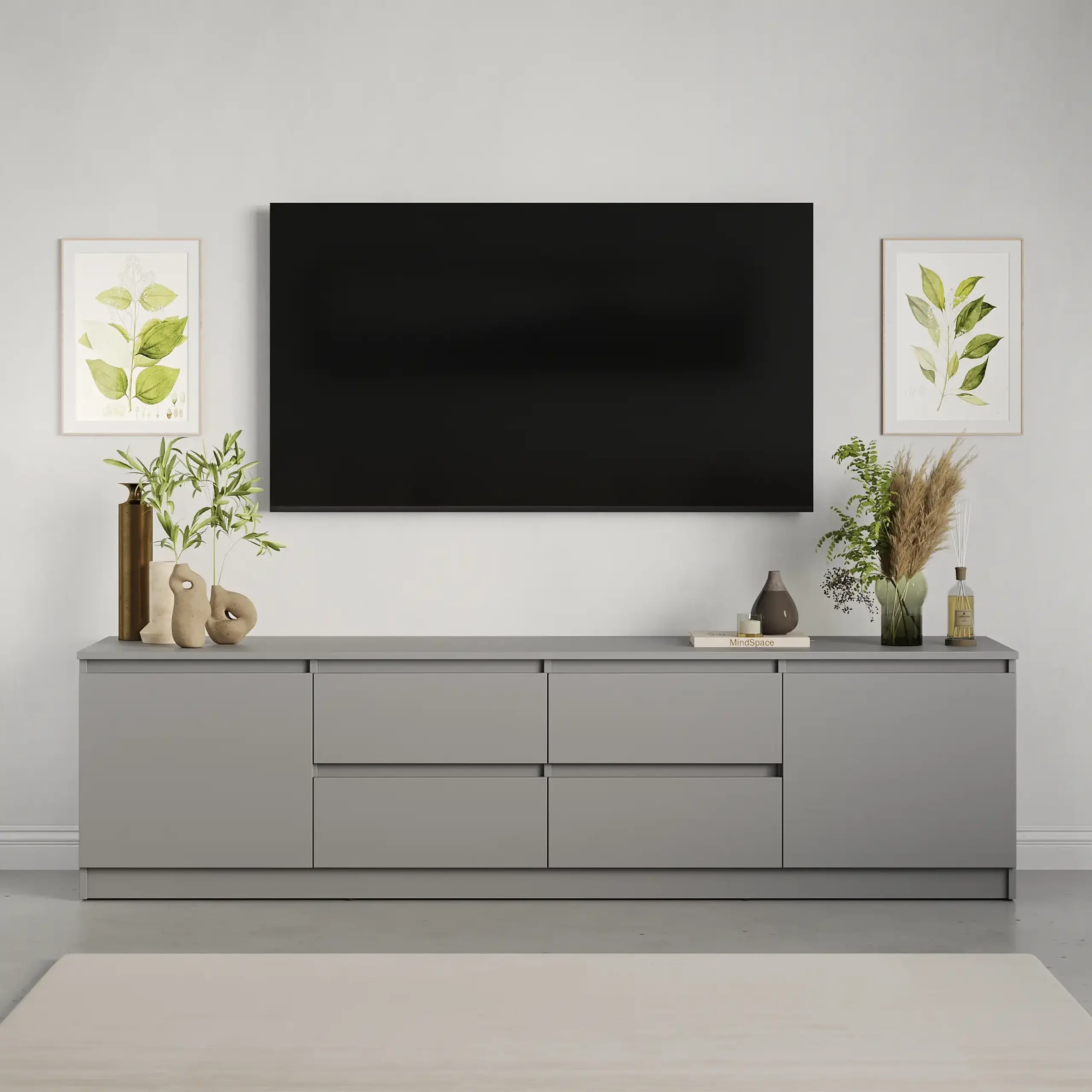 Comodă TV Neo 2D4S 200x43x53 cm, Gri