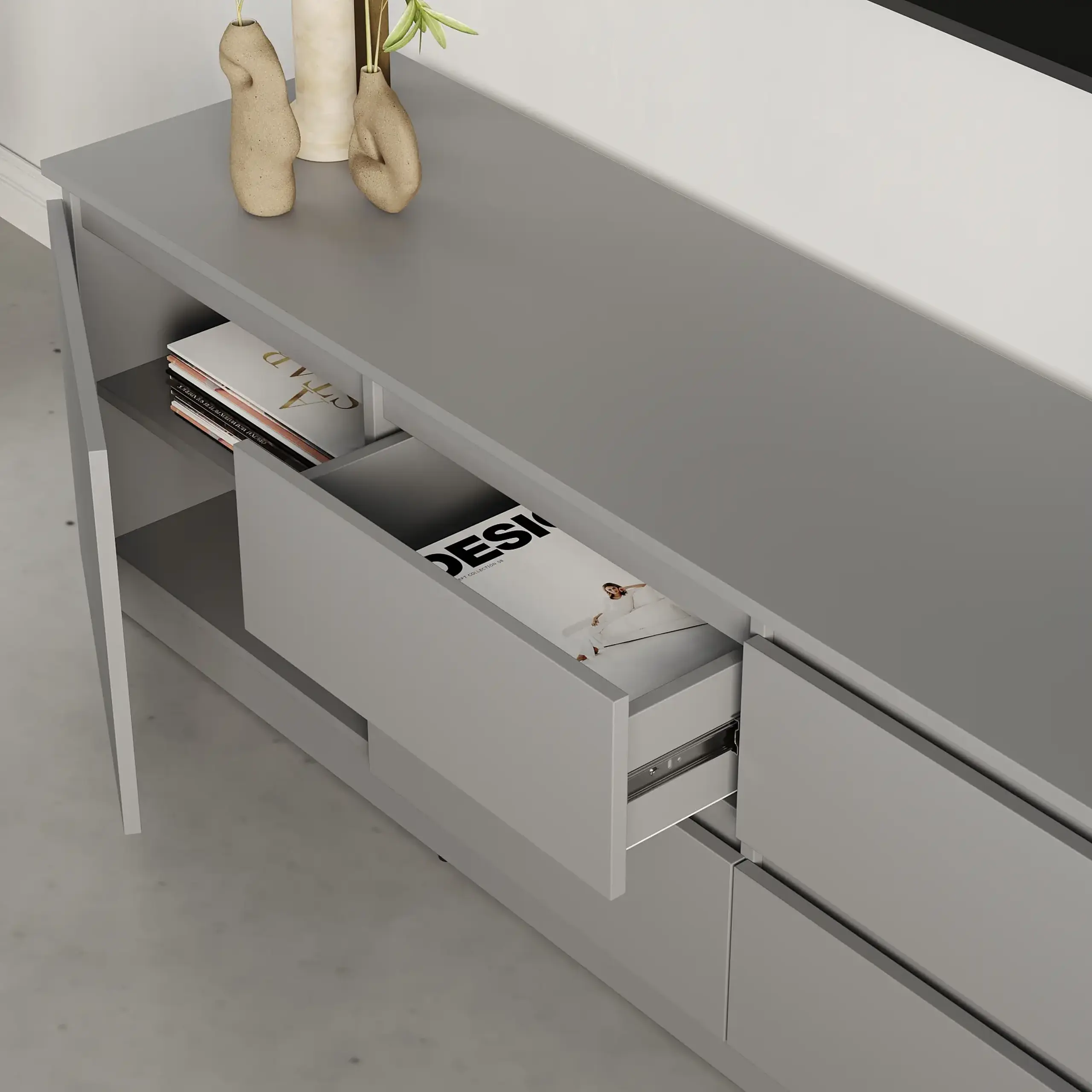 Comodă TV Neo 2D4S 200x43x53 cm, Gri
