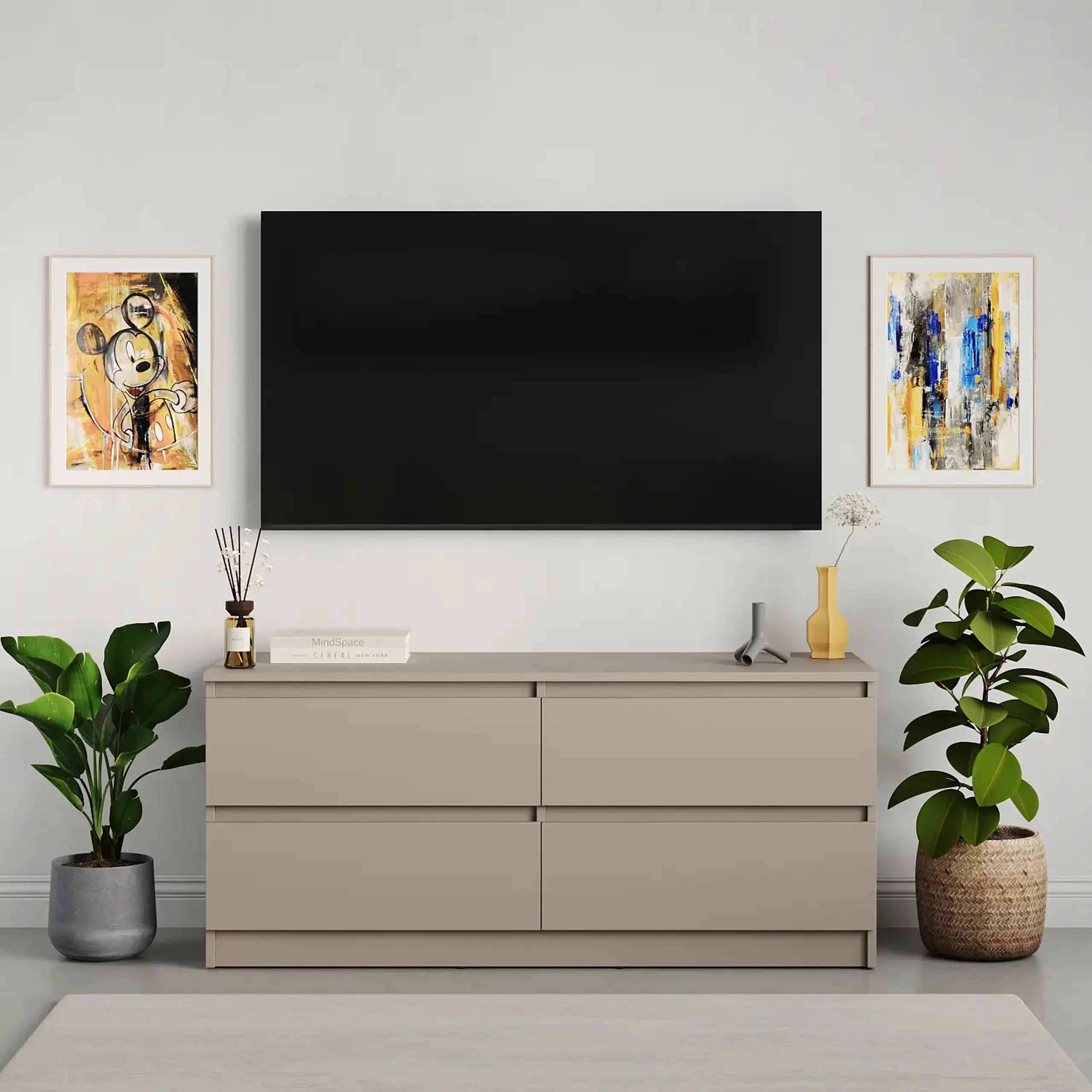 Comodă TV Neo 4S 120x43x53 cm, Bej