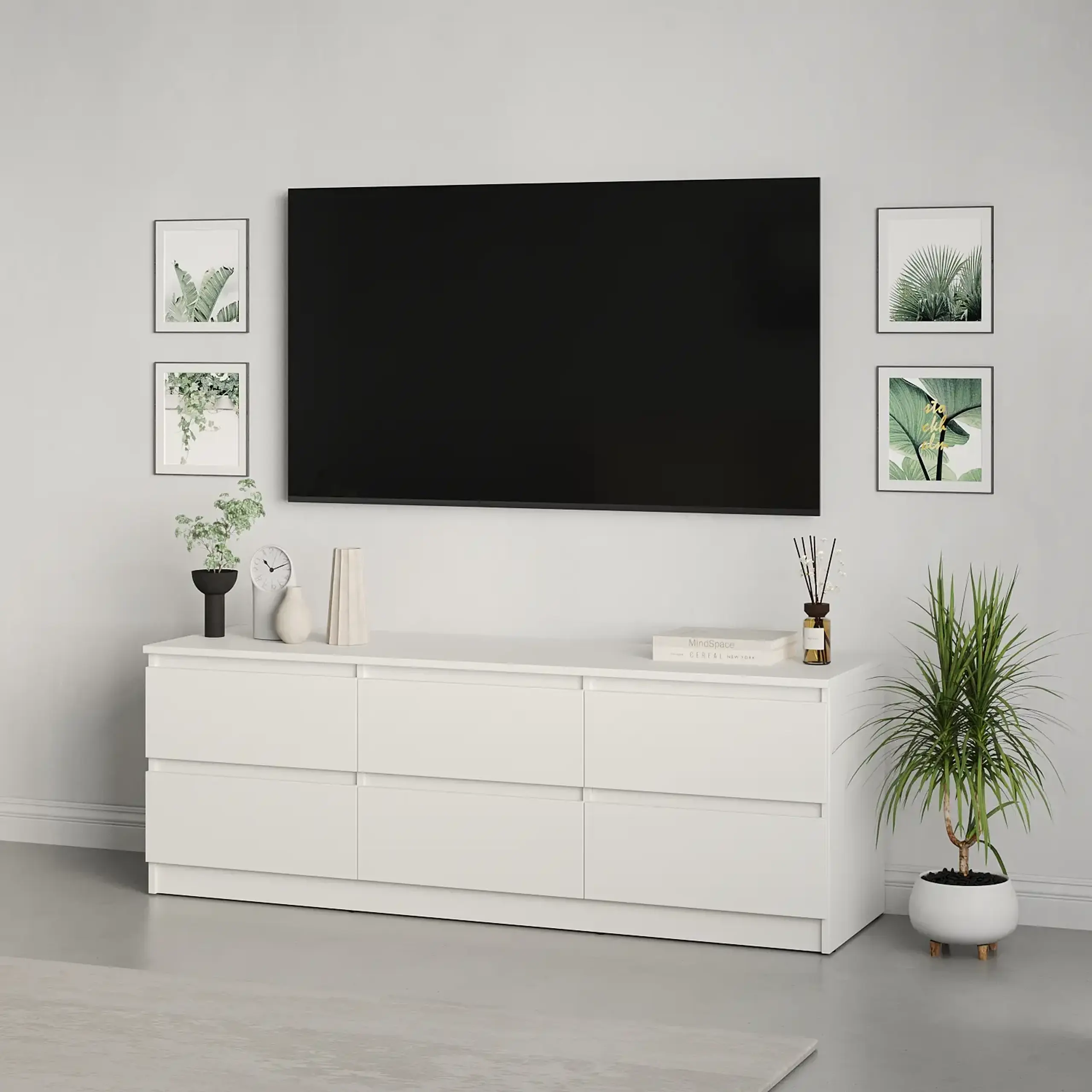 Comodă TV Neo 6S 150x43x53 cm, Alb