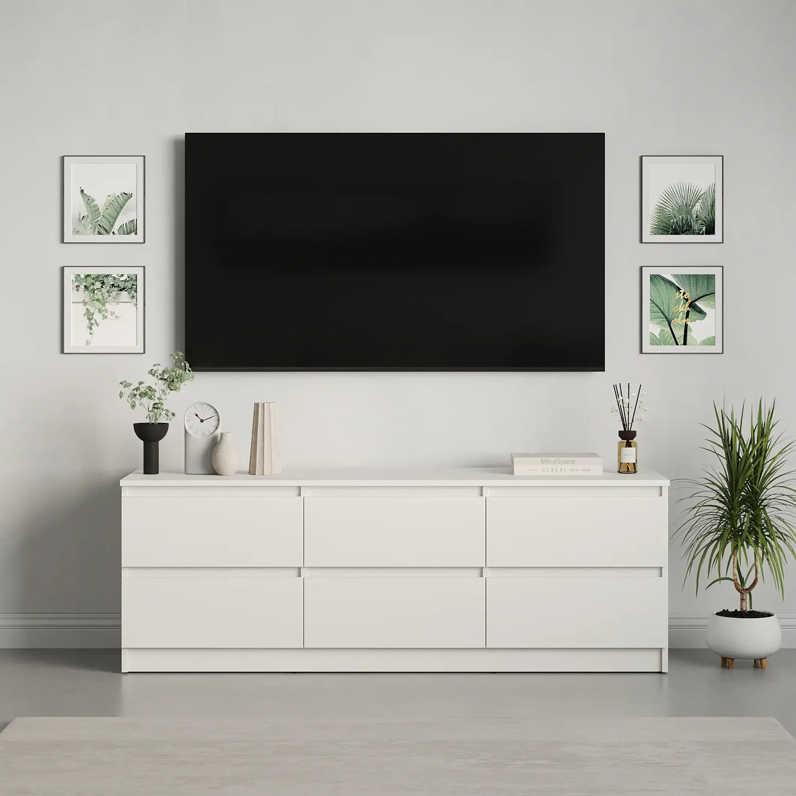 Comodă TV Neo 6S 150x43x53 cm, Alb