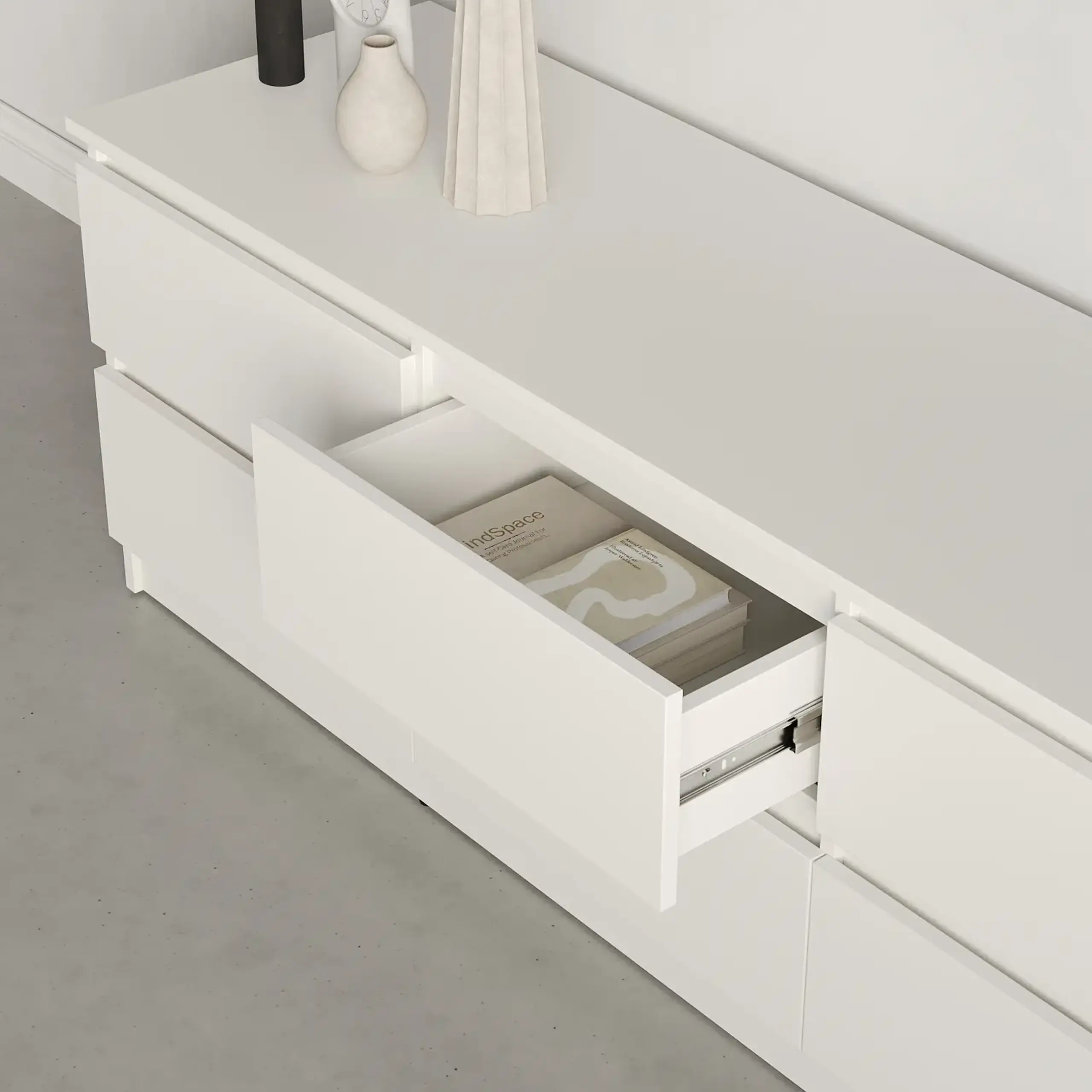Comodă TV Neo 6S 150x43x53 cm, Alb