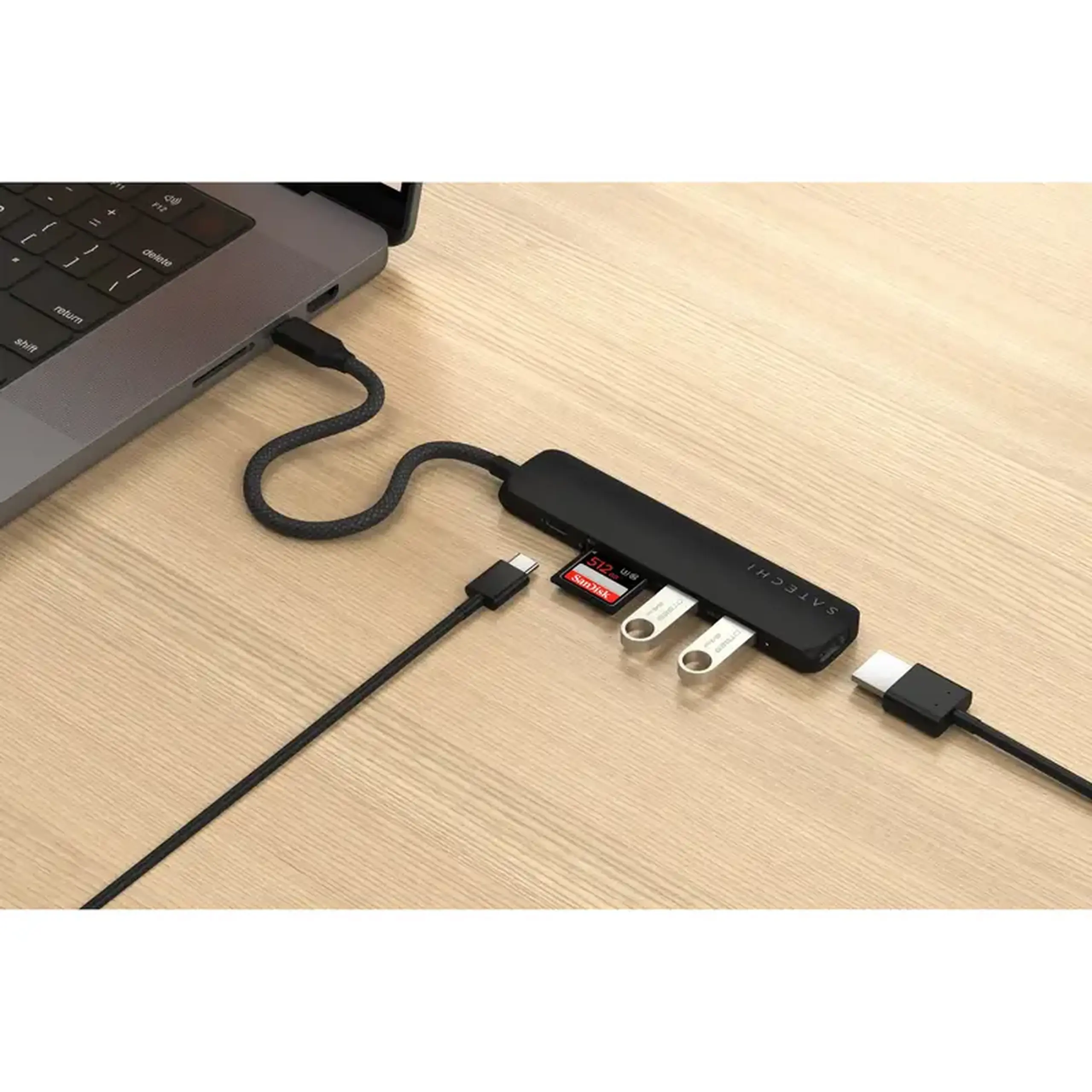 Stație Docking Satechi Slim multiport 4-in-1 USB-C, Negru