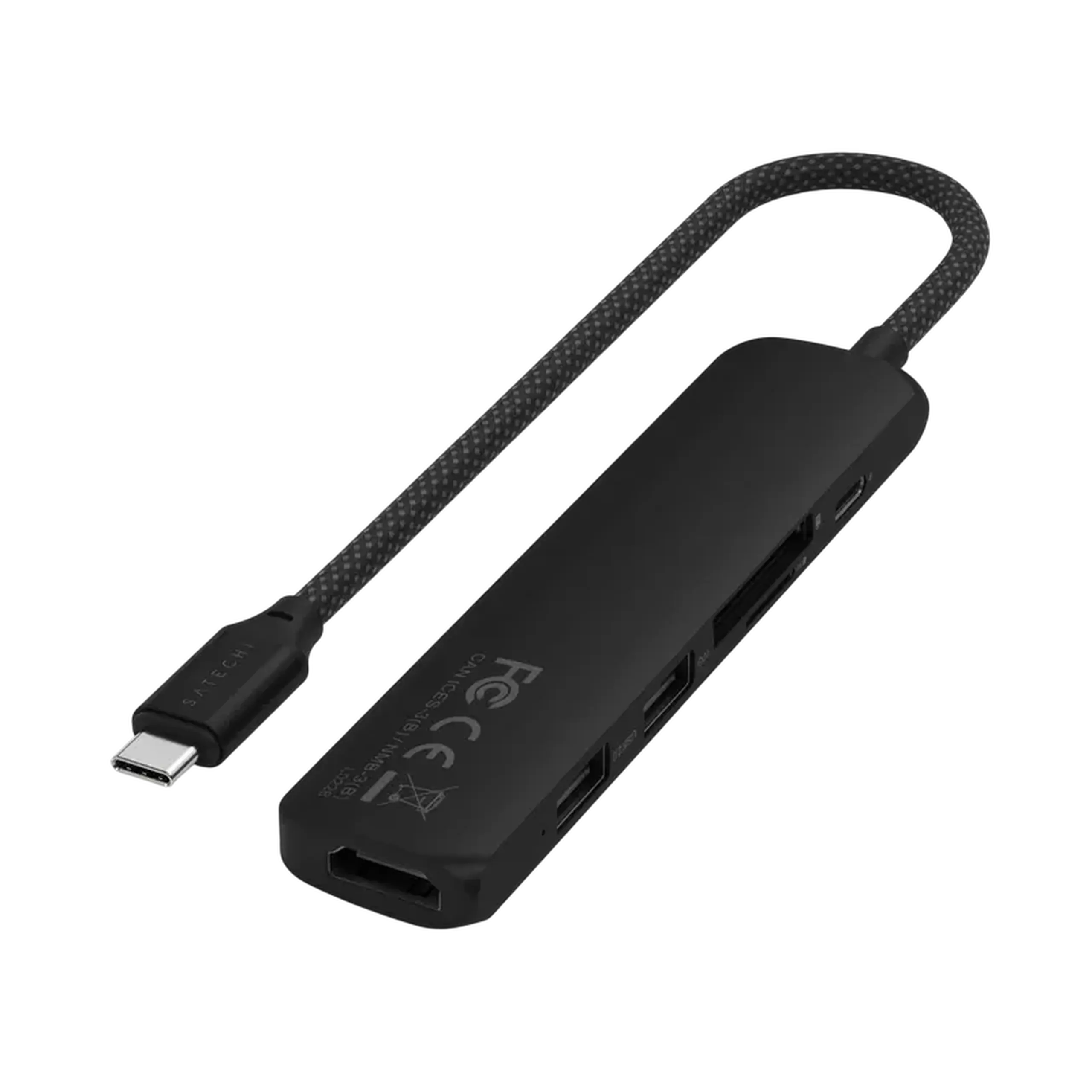 Stație Docking Satechi Slim multiport 6-in-1 USB-C, Negru