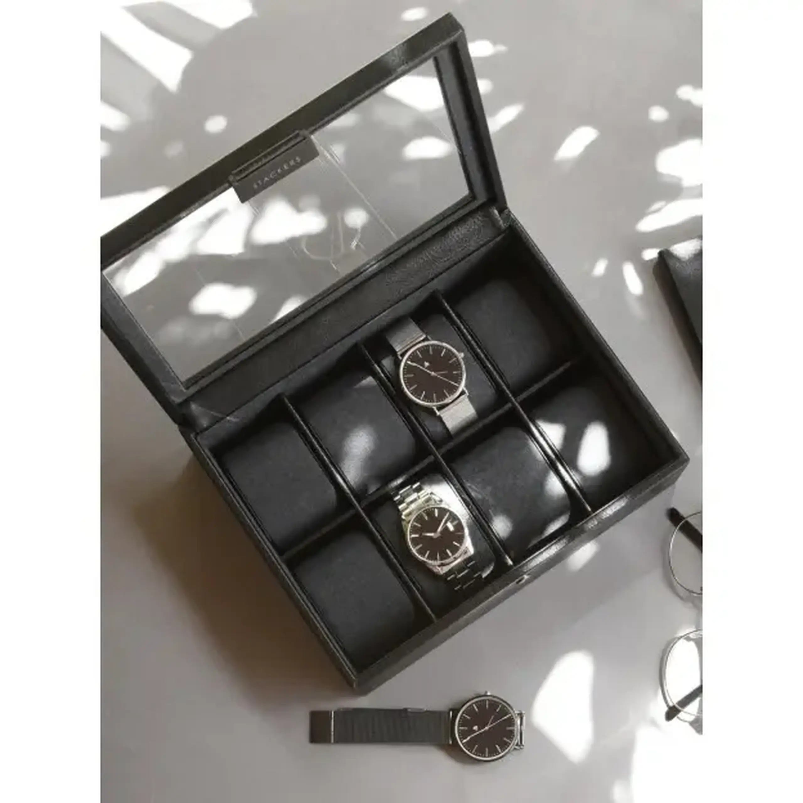 Cutie pentru ceas 8 secțiuni Black