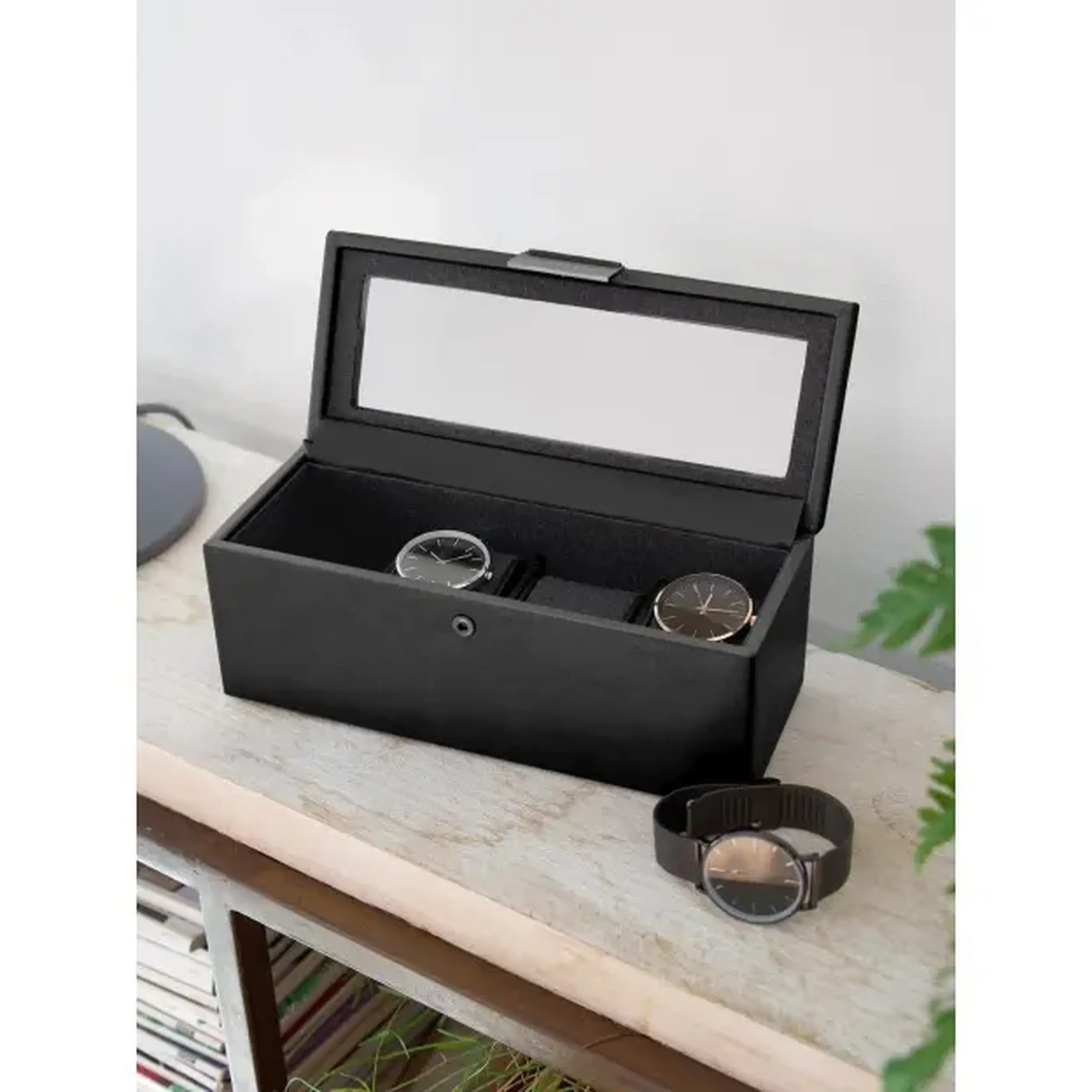 Cutie pentru ceasuri cu 4 secțiuni Black