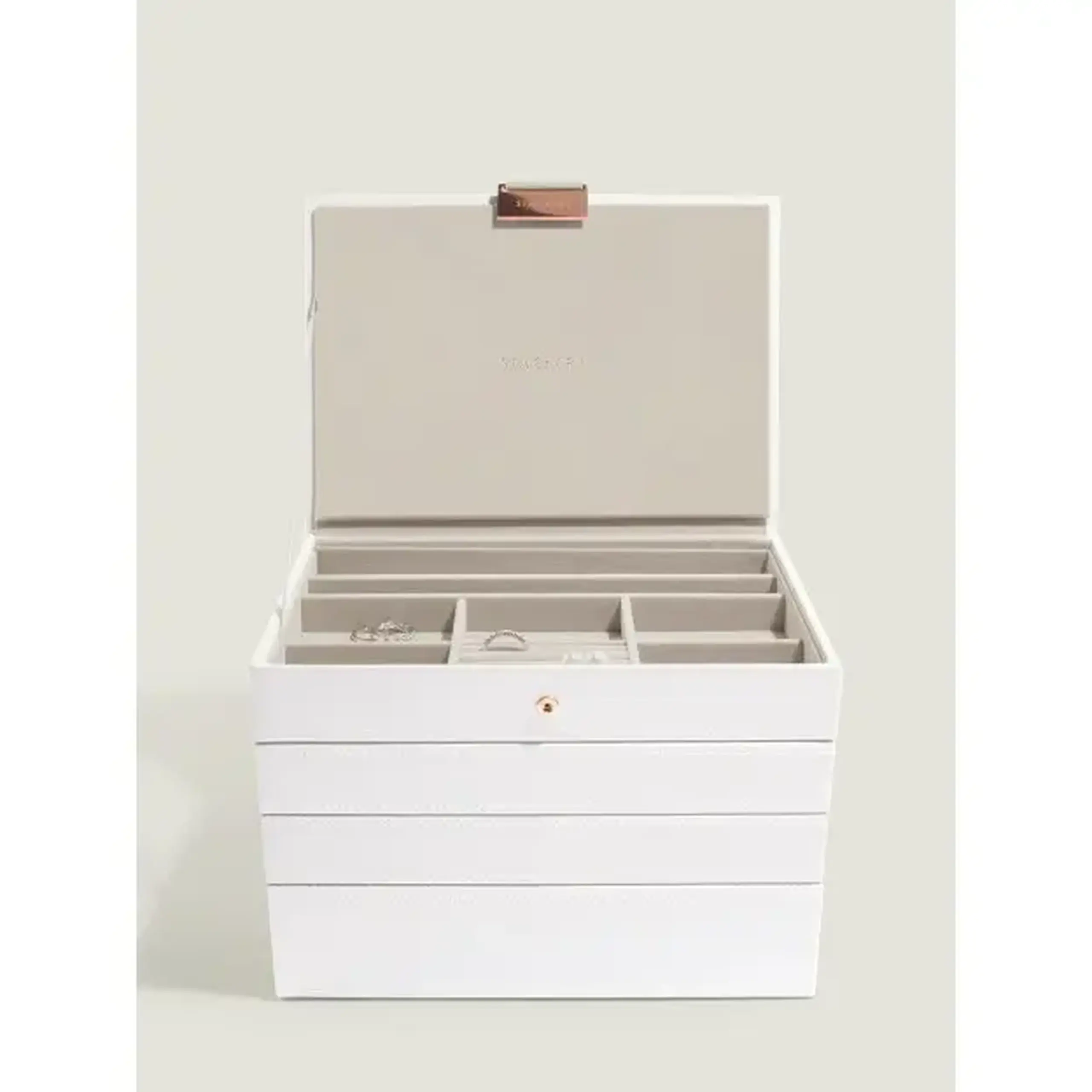 Set 4 cutii pentru bijuterii alb/rose gold